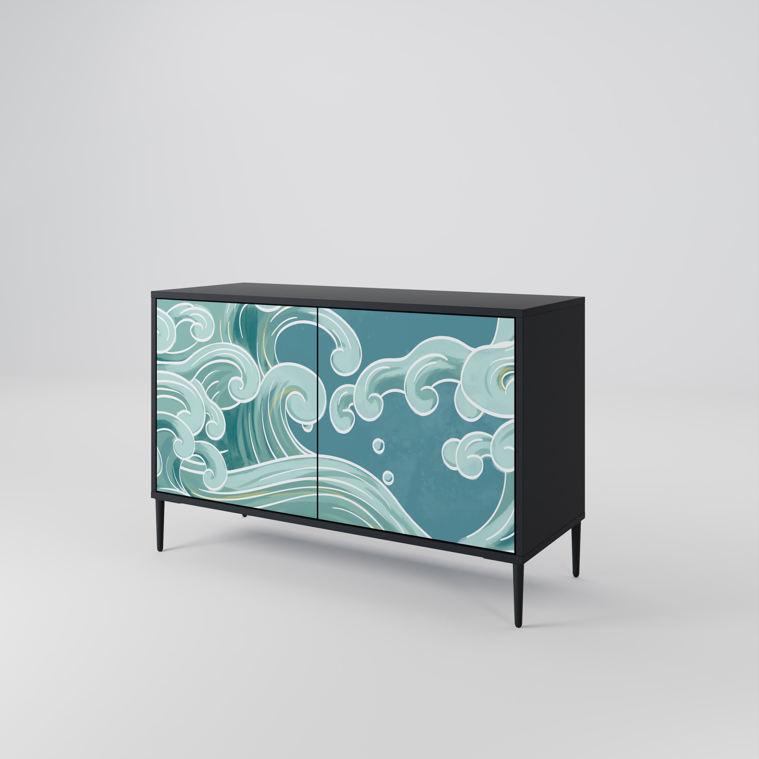 ASIAN SWAY 2-Door Sideboard in Black Finish