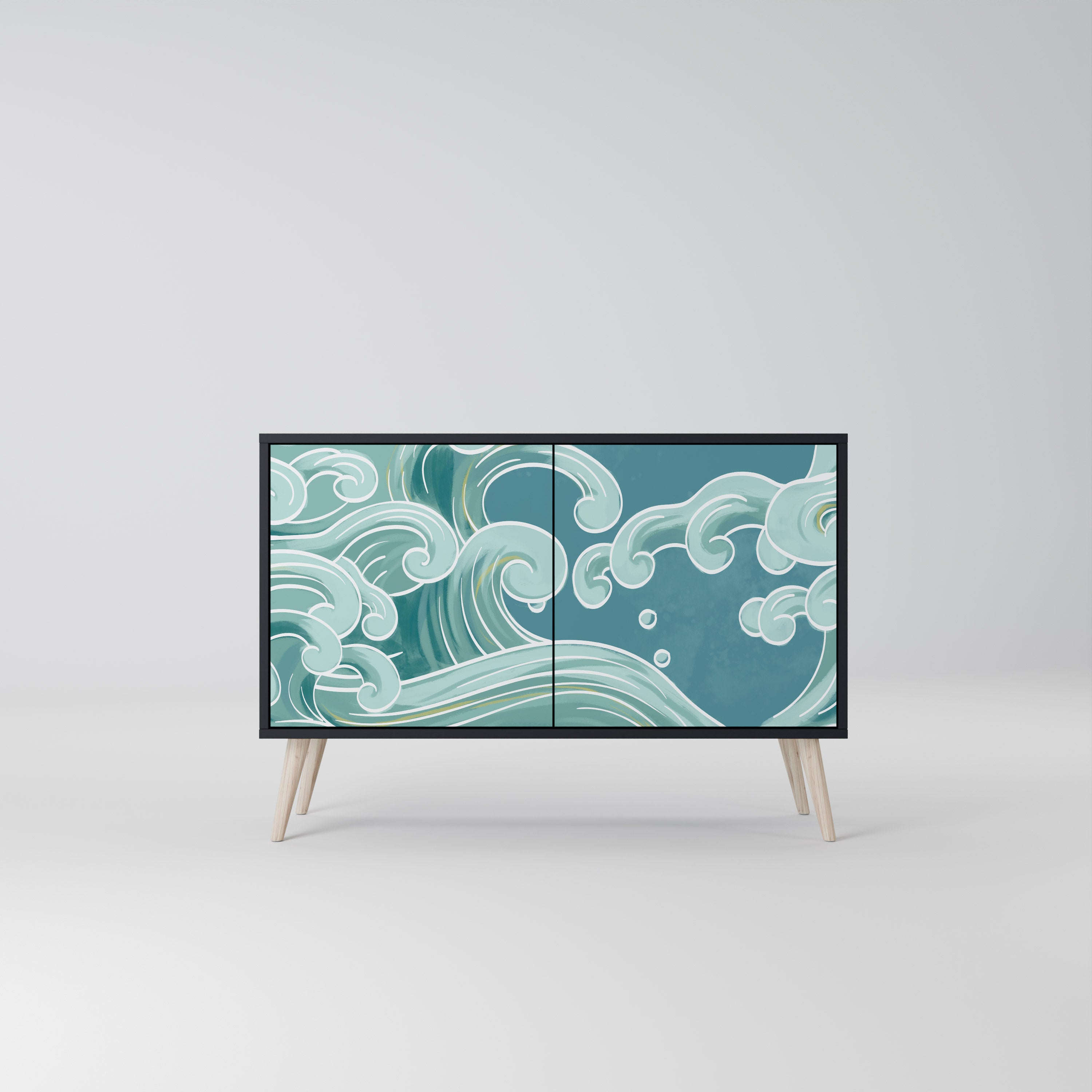 ASIAN SWAY 2-Door Sideboard in Black Finish