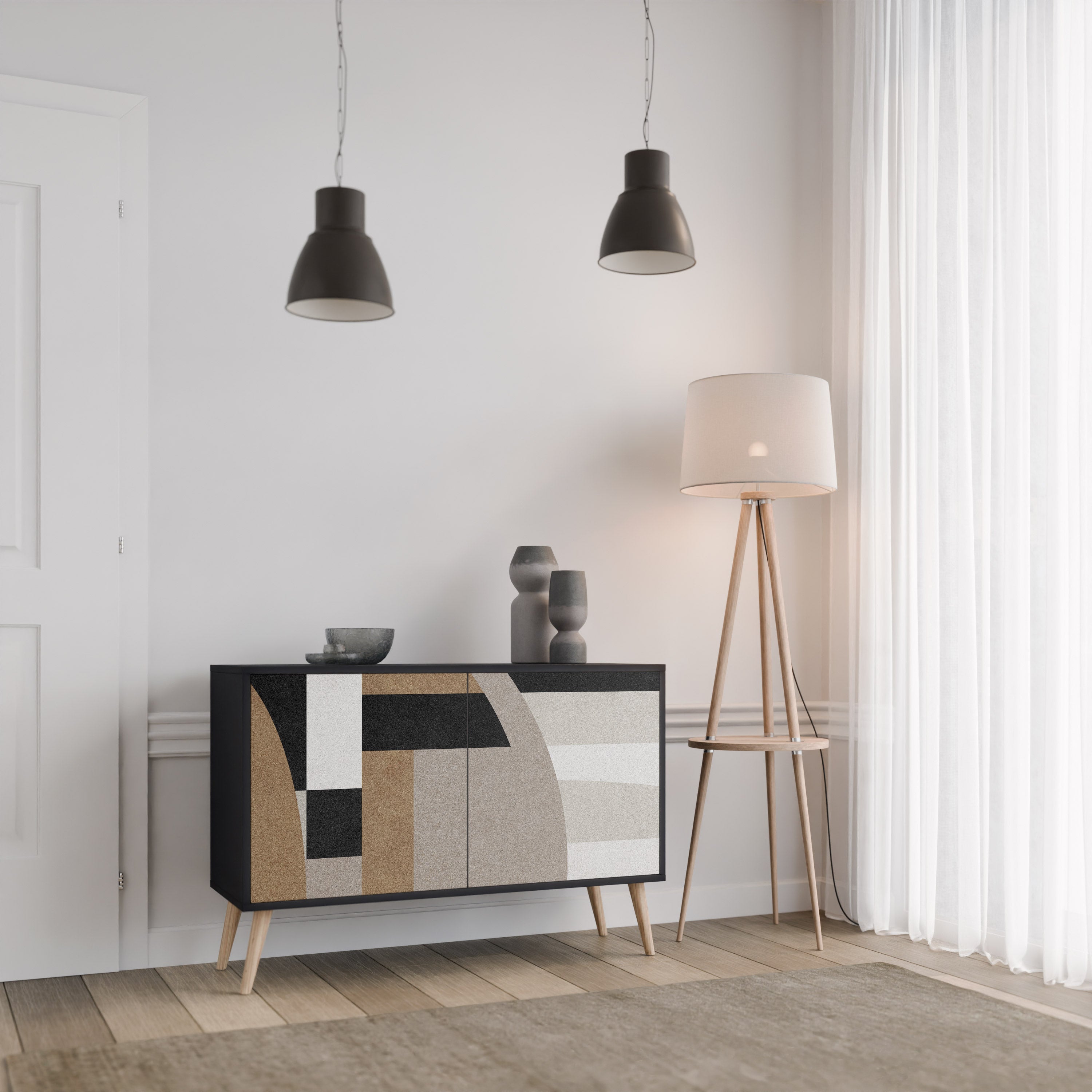 DELICATE MEMENTO 2-Door Sideboard in Black Finish