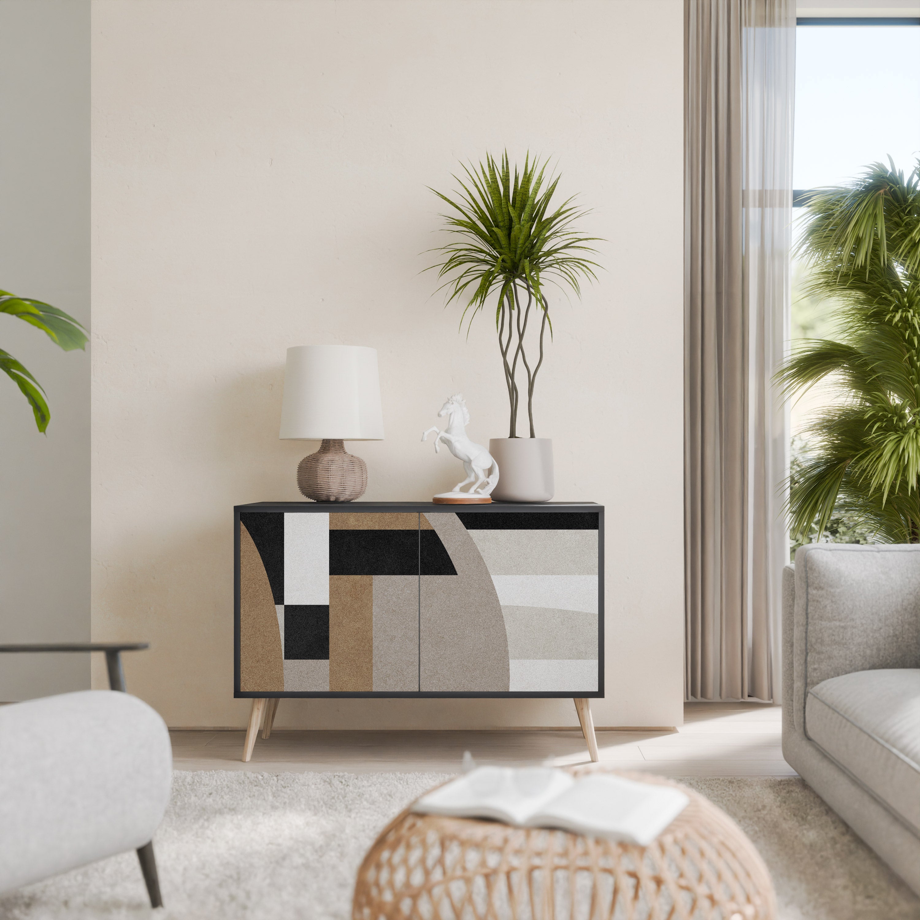 DELICATE MEMENTO 2-Door Sideboard in Black Finish