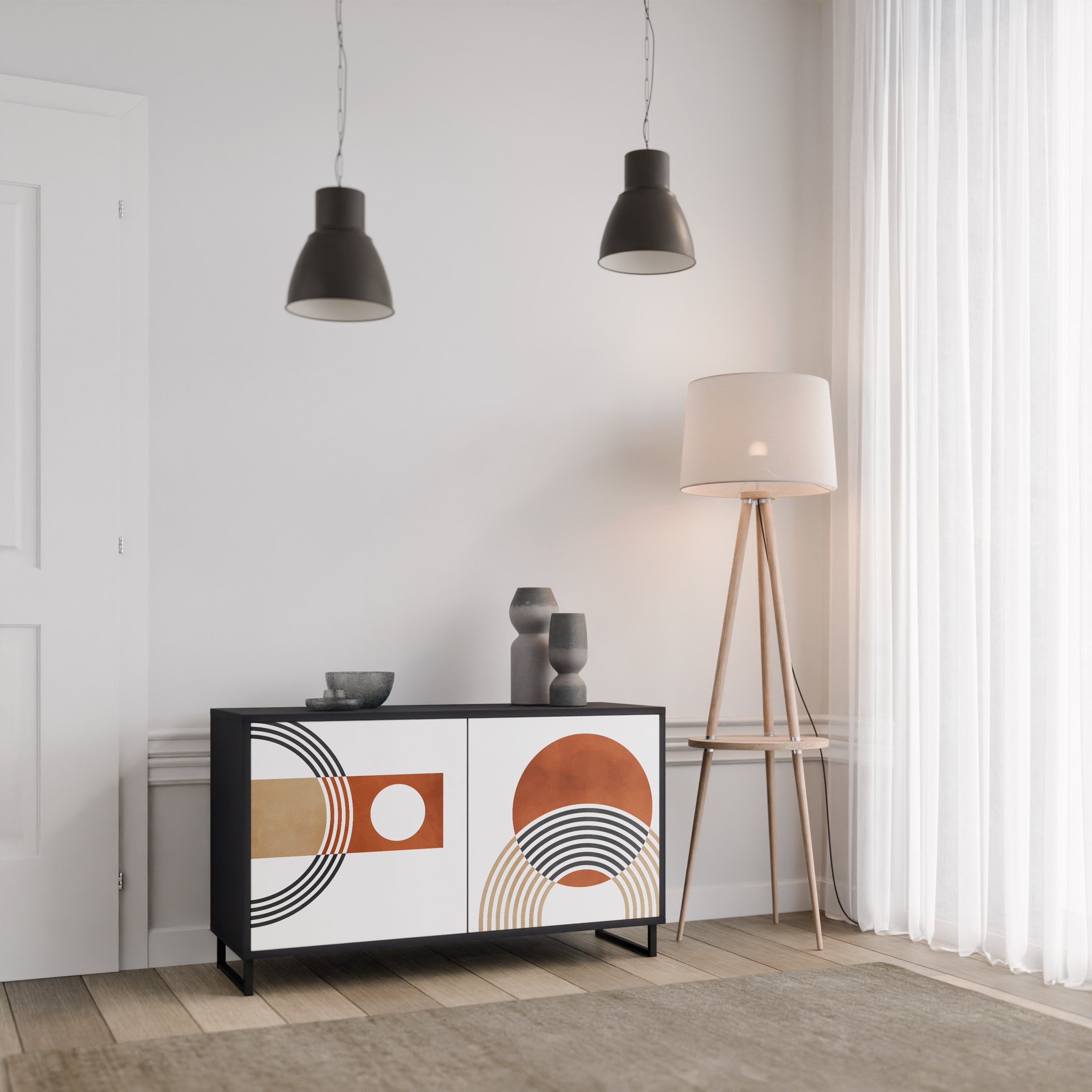 CIRCLE RHYTM 2-Door Sideboard in Black Finish