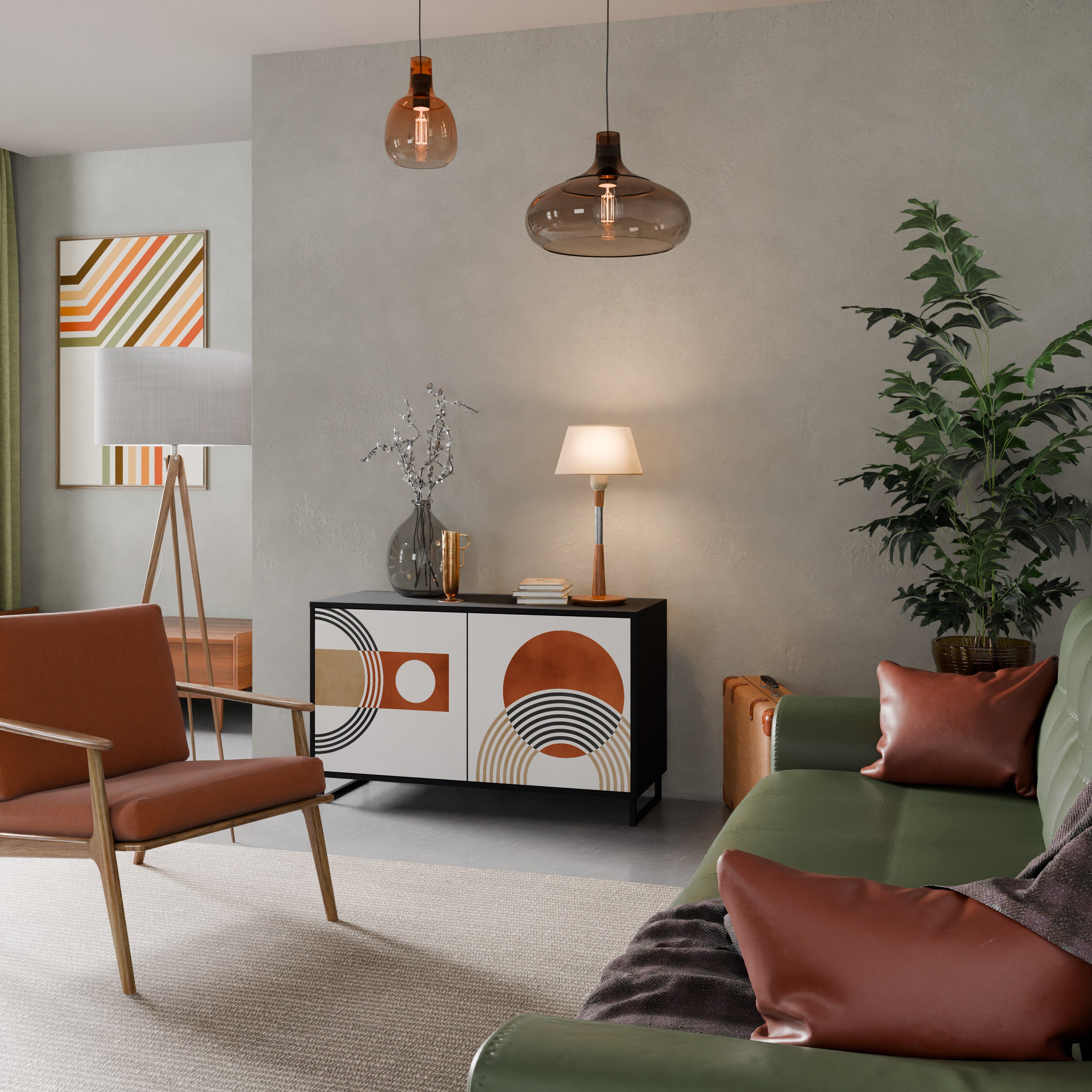 CIRCLE RHYTM 2-Door Sideboard in Black Finish