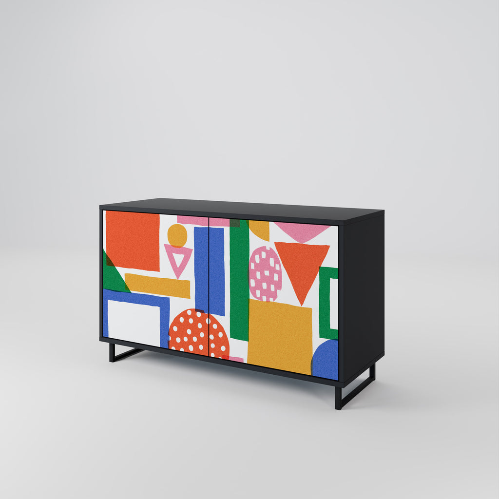 GEOMETRIC GLIMMER 2-Door Sideboard in Black Finish