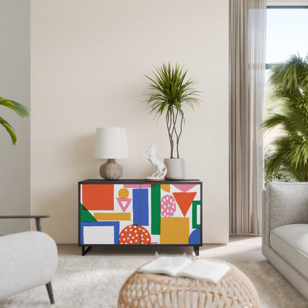 GEOMETRIC GLIMMER 2-Door Sideboard in Black Finish