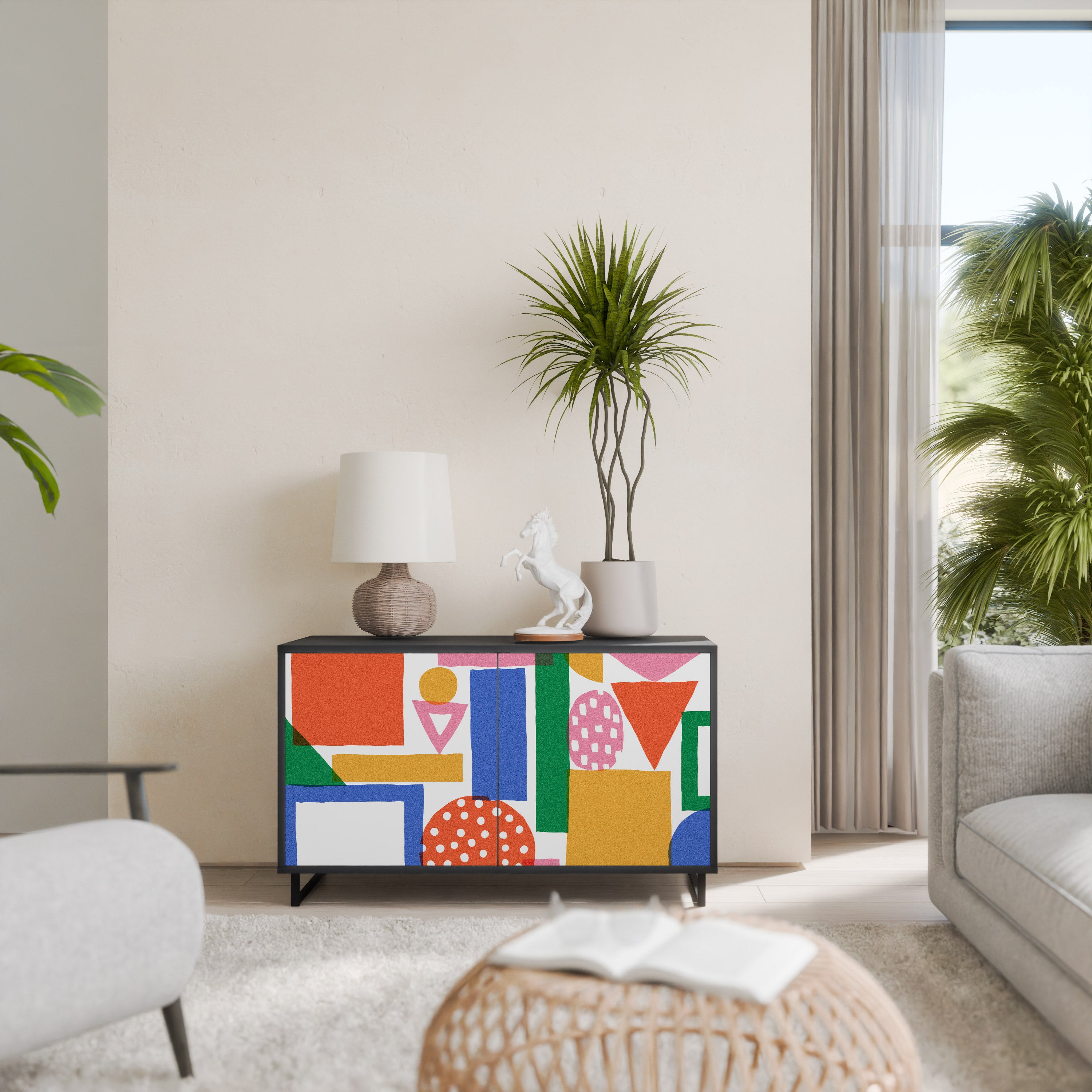 GEOMETRIC GLIMMER 2-Door Sideboard in Black Finish