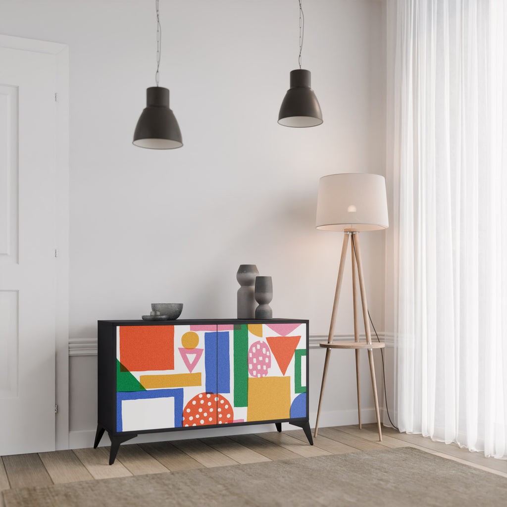GEOMETRIC GLIMMER 2-Door Sideboard in Black Finish