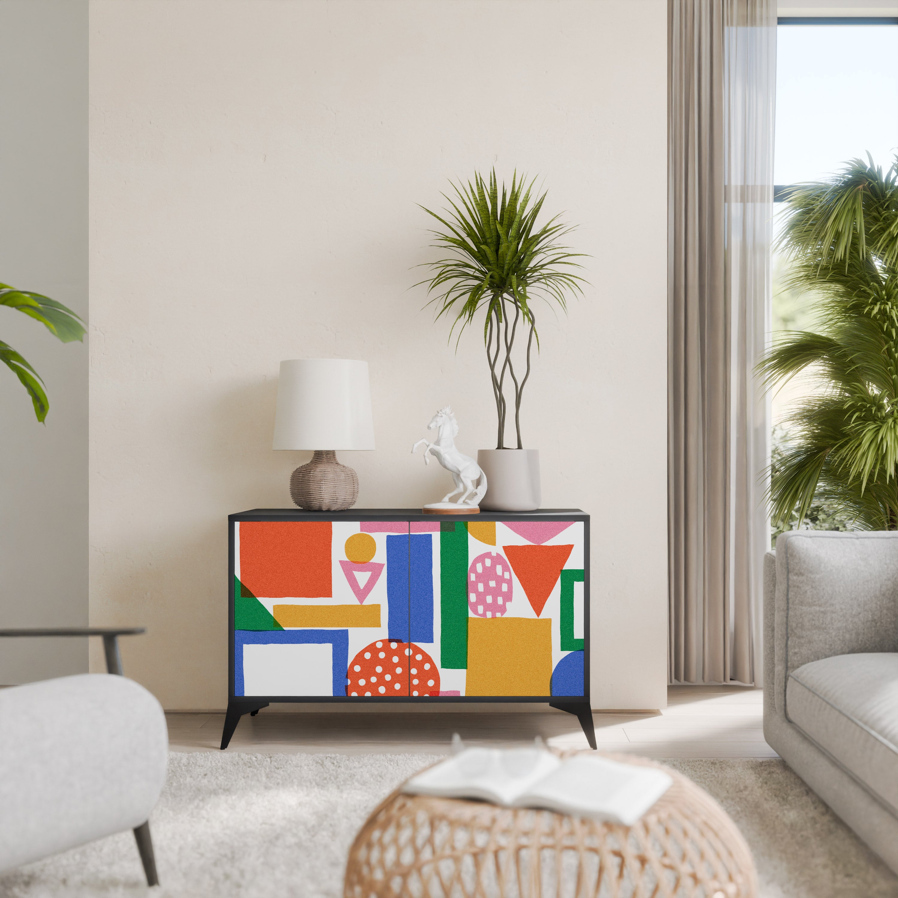 GEOMETRIC GLIMMER 2-Door Sideboard in Black Finish