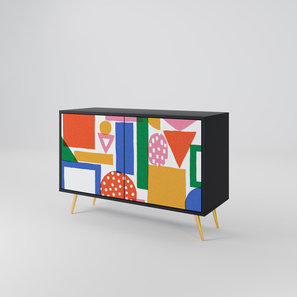 GEOMETRIC GLIMMER 2-Door Sideboard in Black Finish