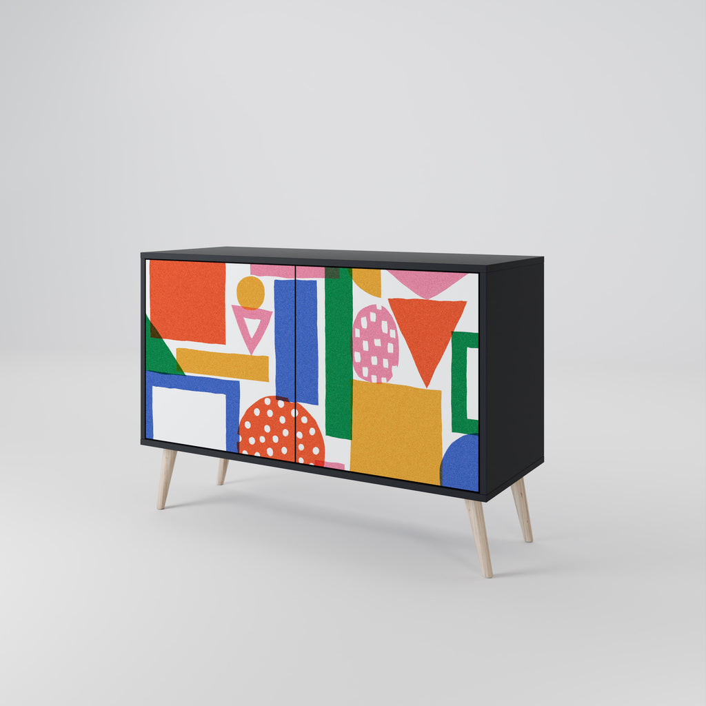 GEOMETRIC GLIMMER 2-Door Sideboard in Black Finish