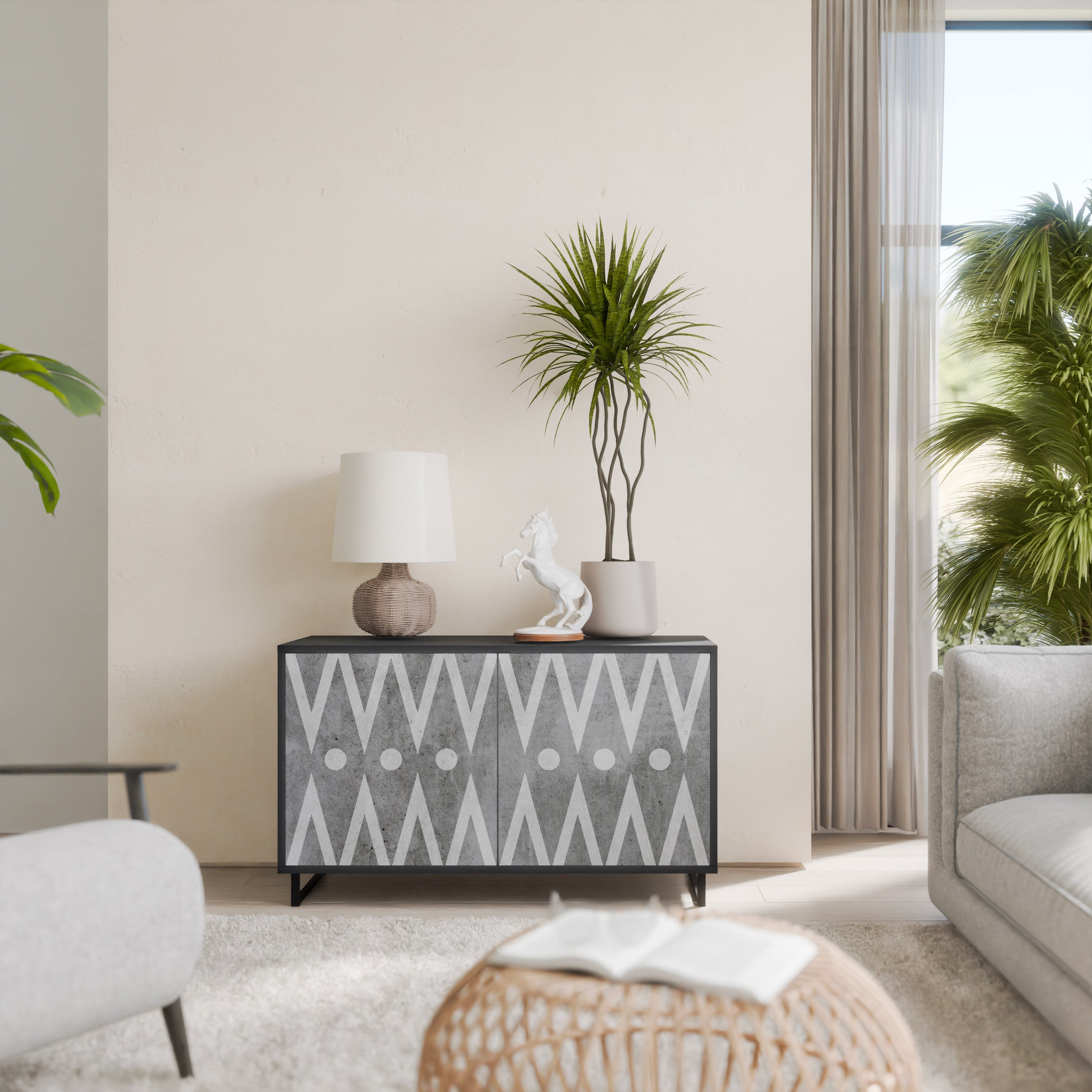 SHARP EDGES 2-Door Sideboard in Black Finish