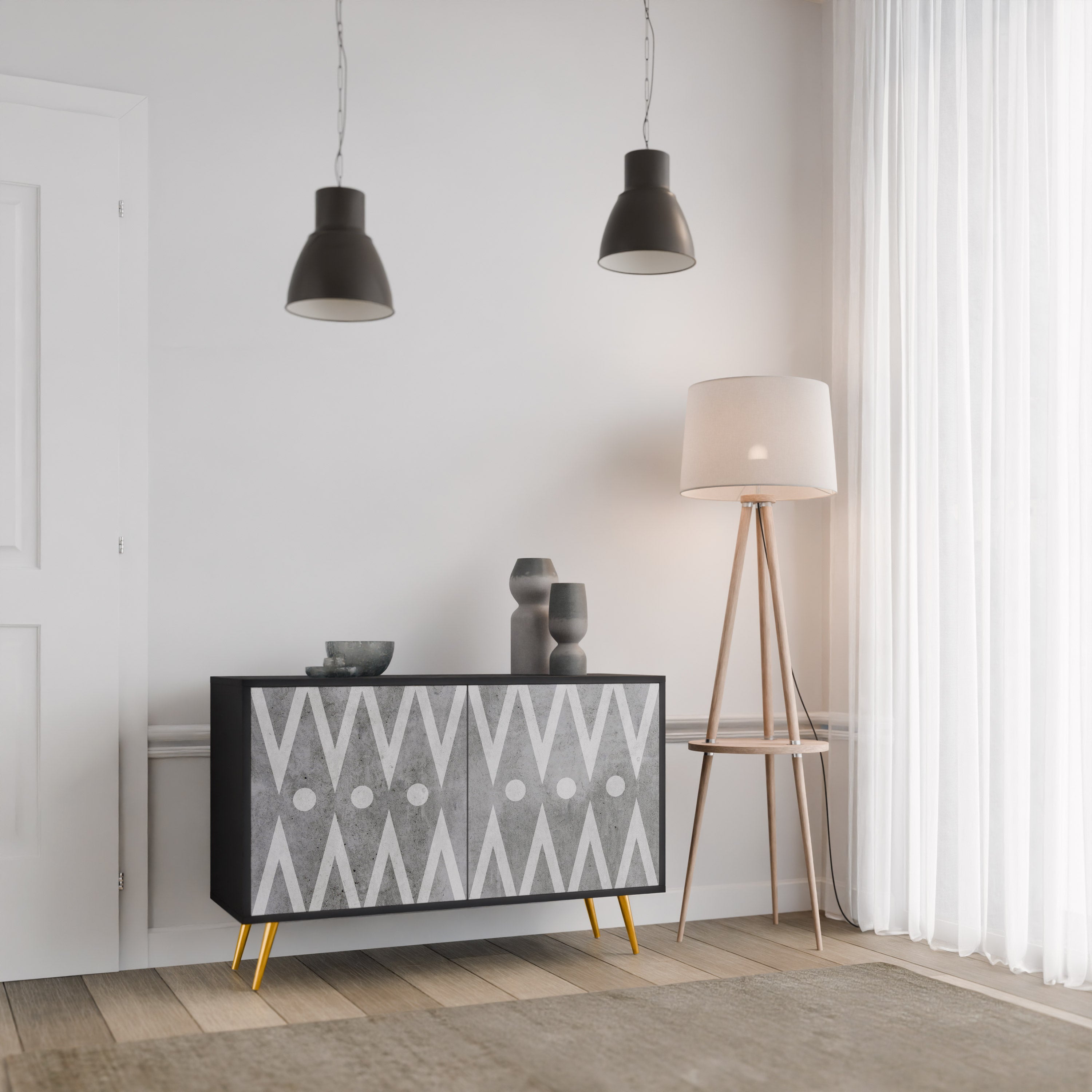 SHARP EDGES 2-Door Sideboard in Black Finish