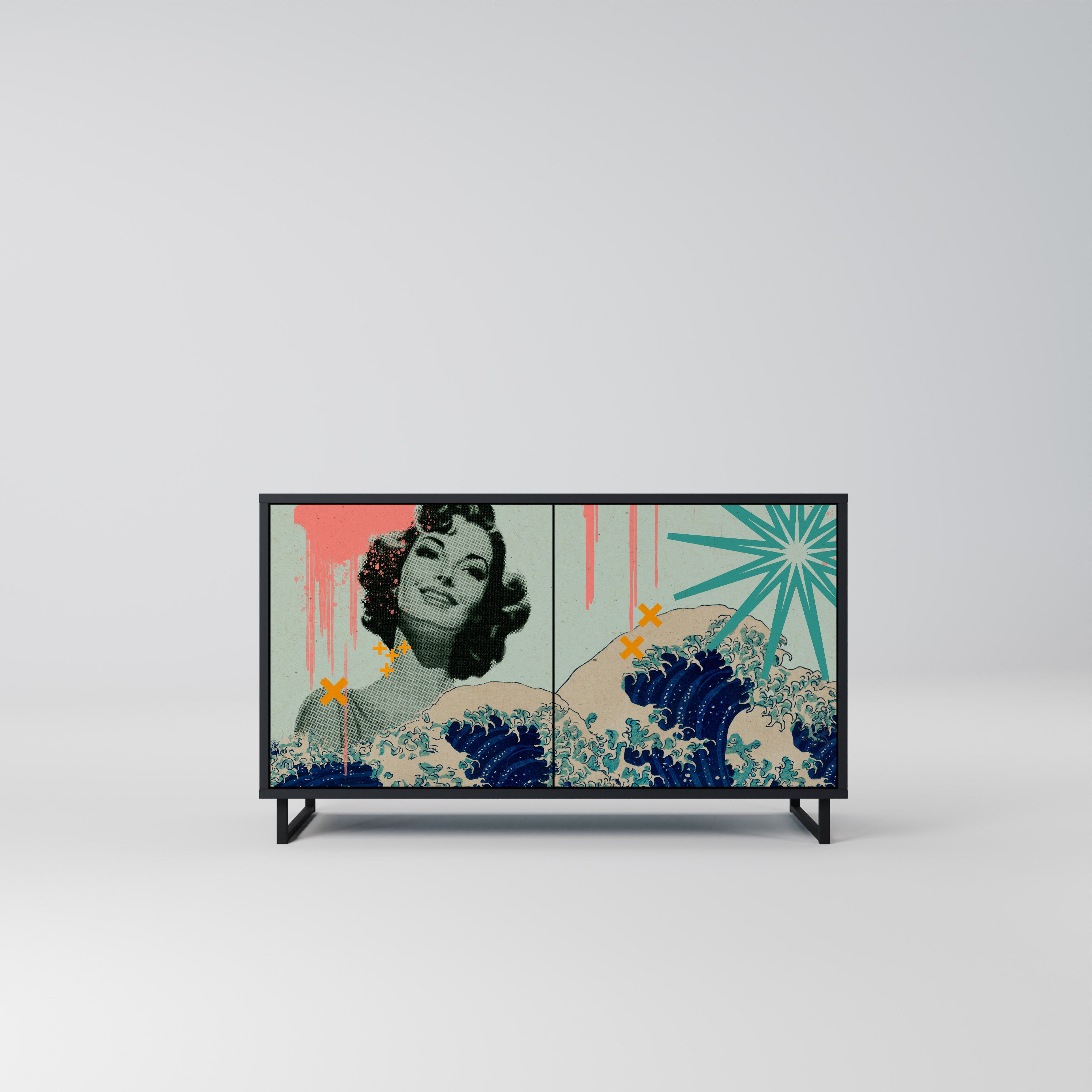 KANAGAWA BEAUTY 2-Door Sideboard in Black Finish