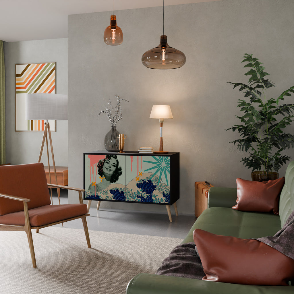 KANAGAWA BEAUTY 2-Door Sideboard in Black Finish