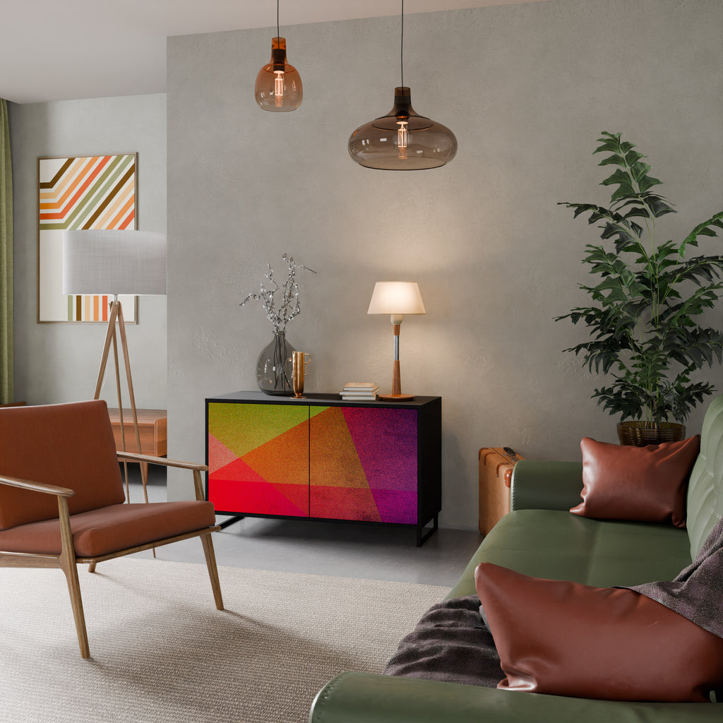 VIVID GEOMETRY 2-Door Sideboard in Black Finish