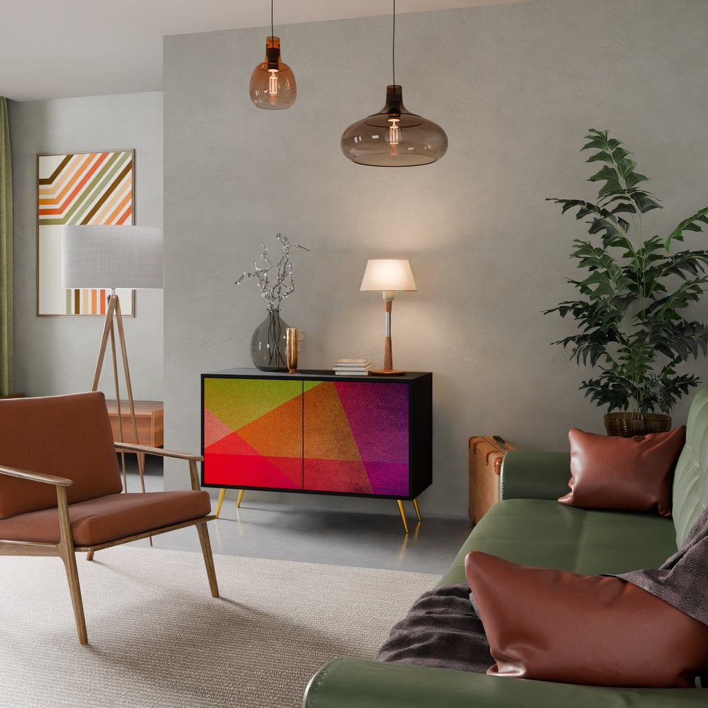 VIVID GEOMETRY 2-Door Sideboard in Black Finish