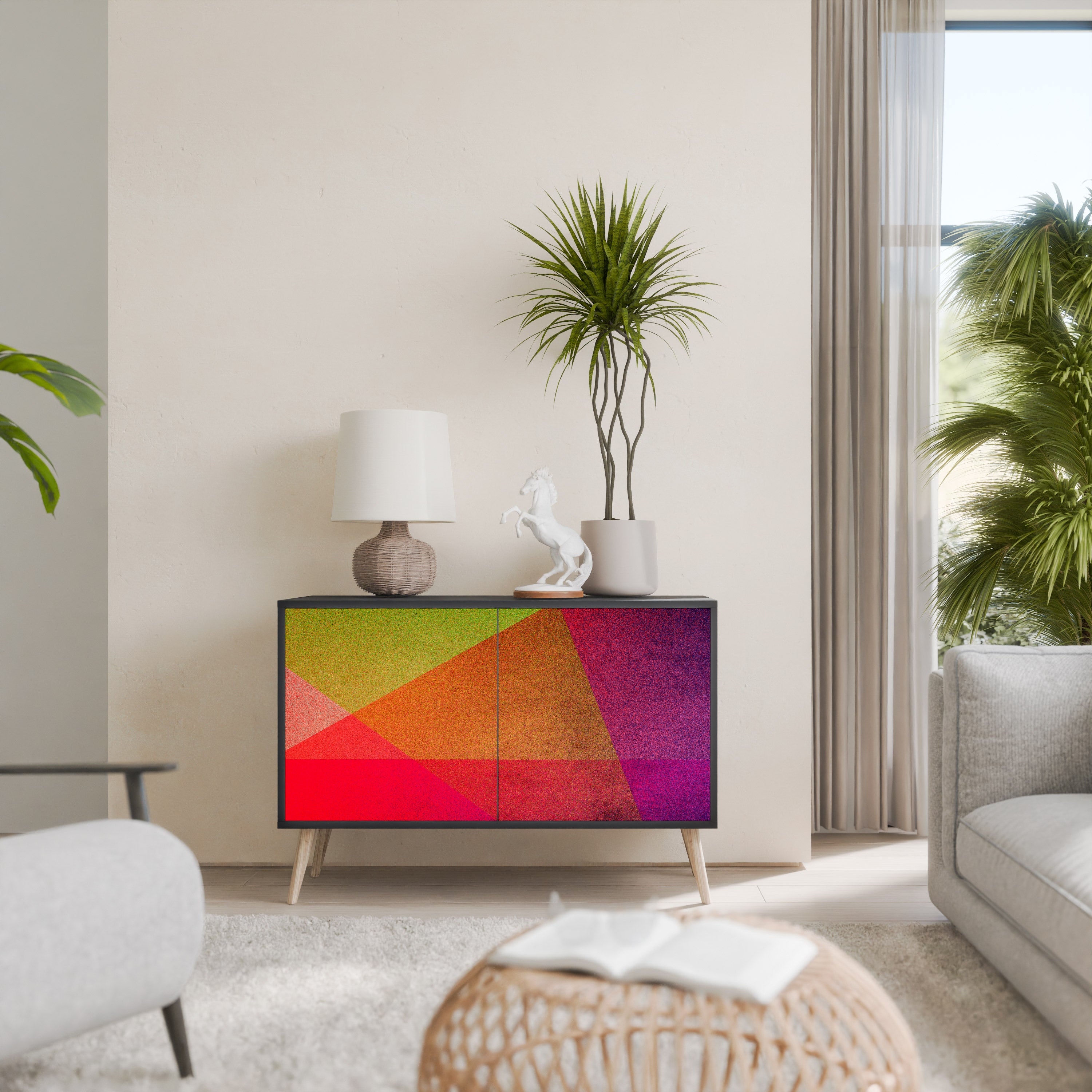 VIVID GEOMETRY 2-Door Sideboard in Black Finish