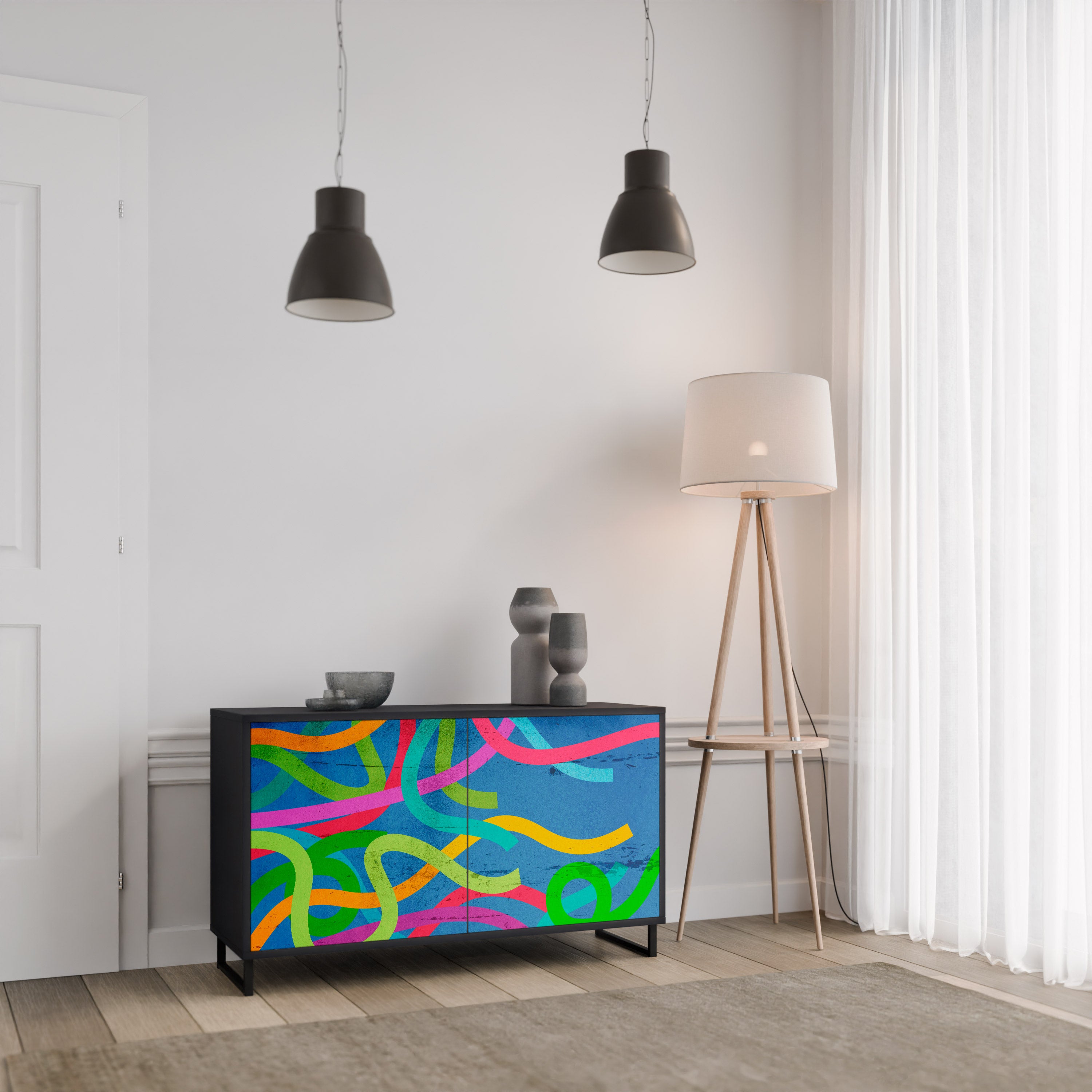 STREAMER TANGLE 2-Door Sideboard in Black Finish