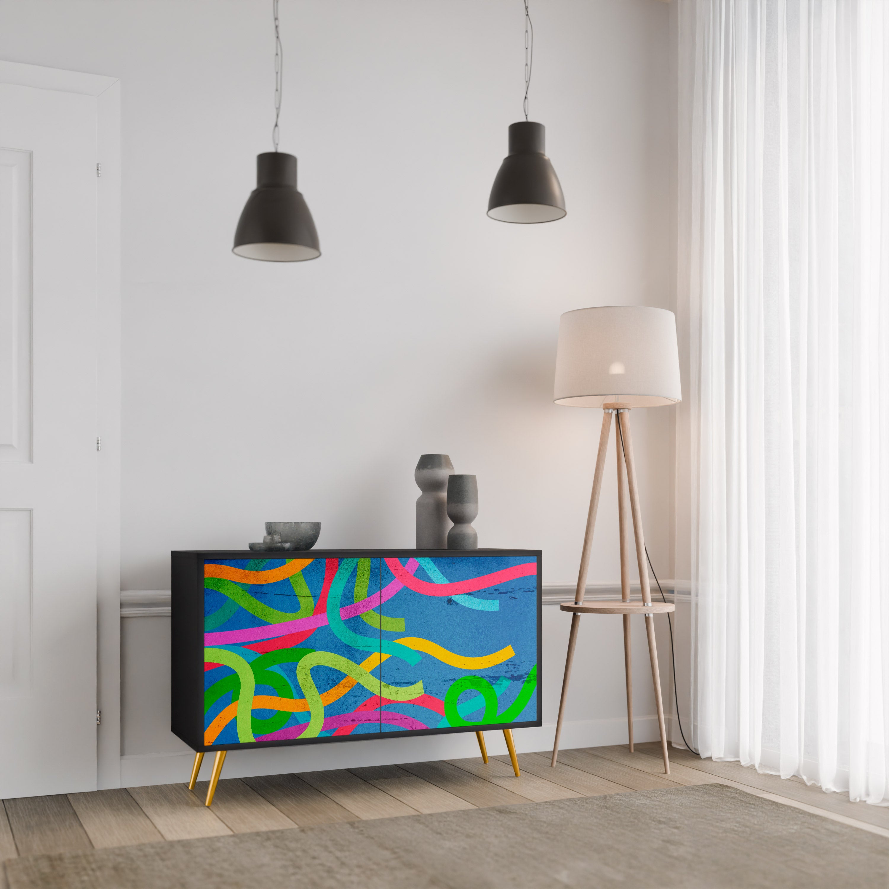 STREAMER TANGLE 2-Door Sideboard in Black Finish