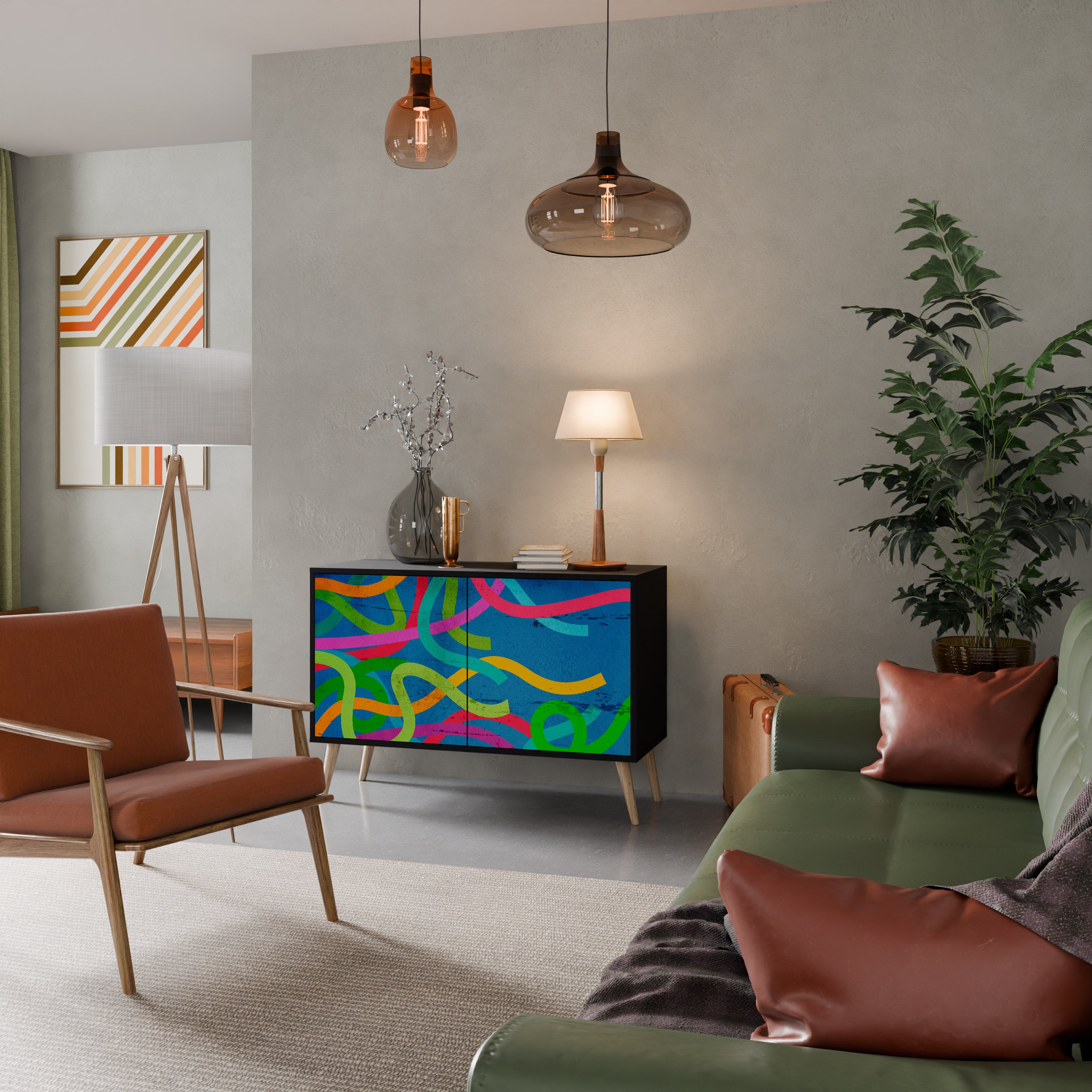 STREAMER TANGLE 2-Door Sideboard in Black Finish