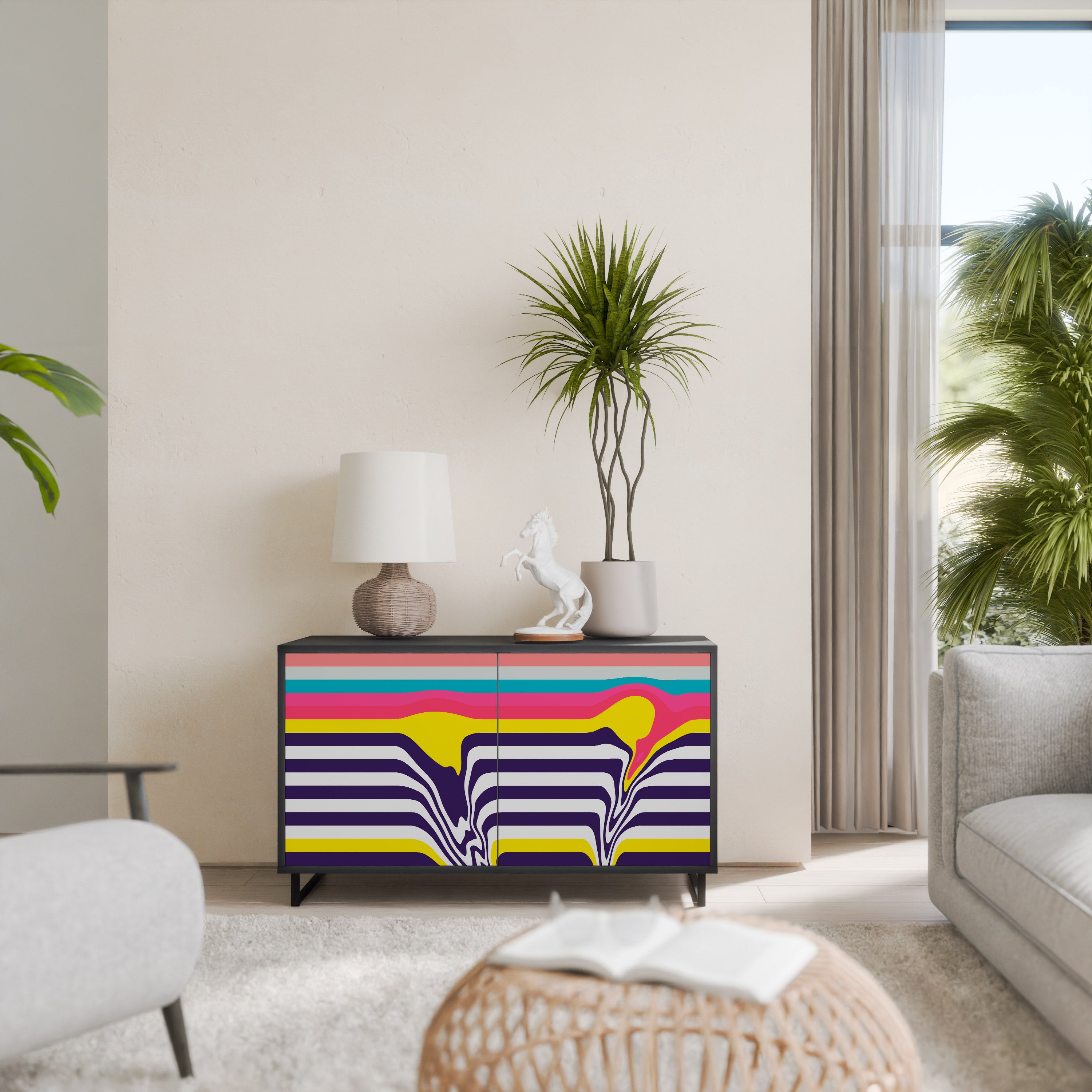 TONE COLLAPSE 2-Door Sideboard in Black Finish