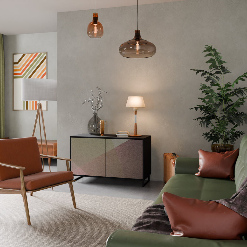 BEIGE GEOMETRY 2-Door Sideboard in Black Finish