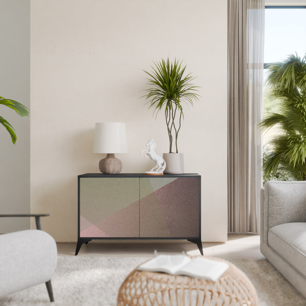 BEIGE GEOMETRY 2-Door Sideboard in Black Finish