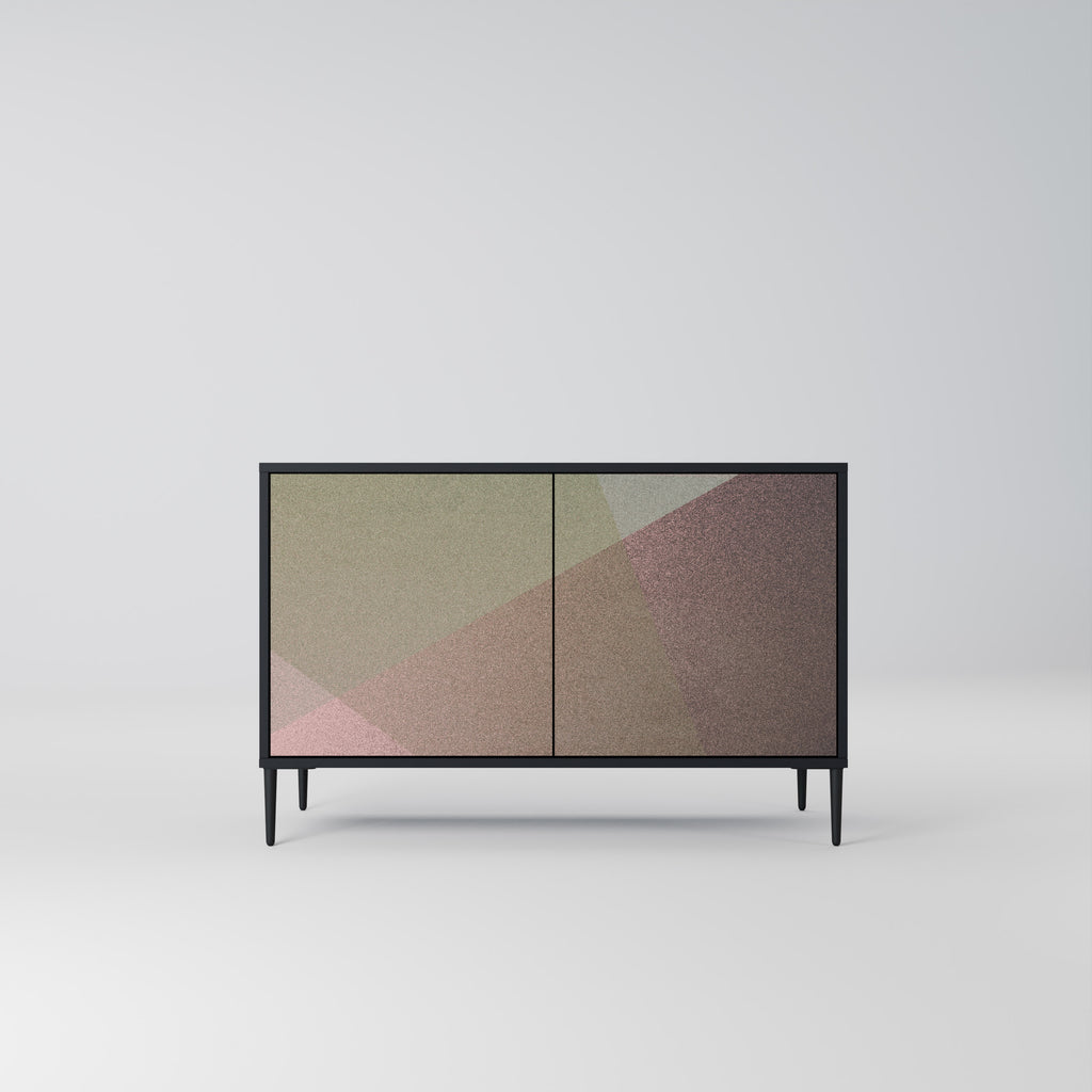 BEIGE GEOMETRY 2-Door Sideboard in Black Finish