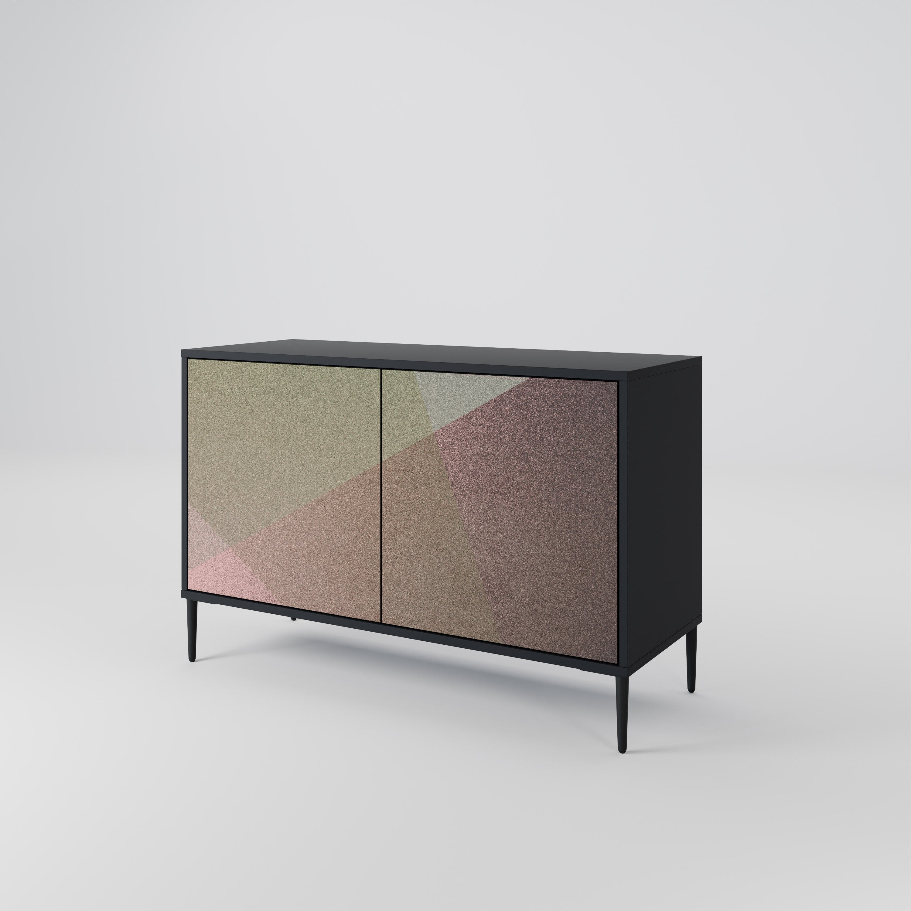 BEIGE GEOMETRY 2-Door Sideboard in Black Finish
