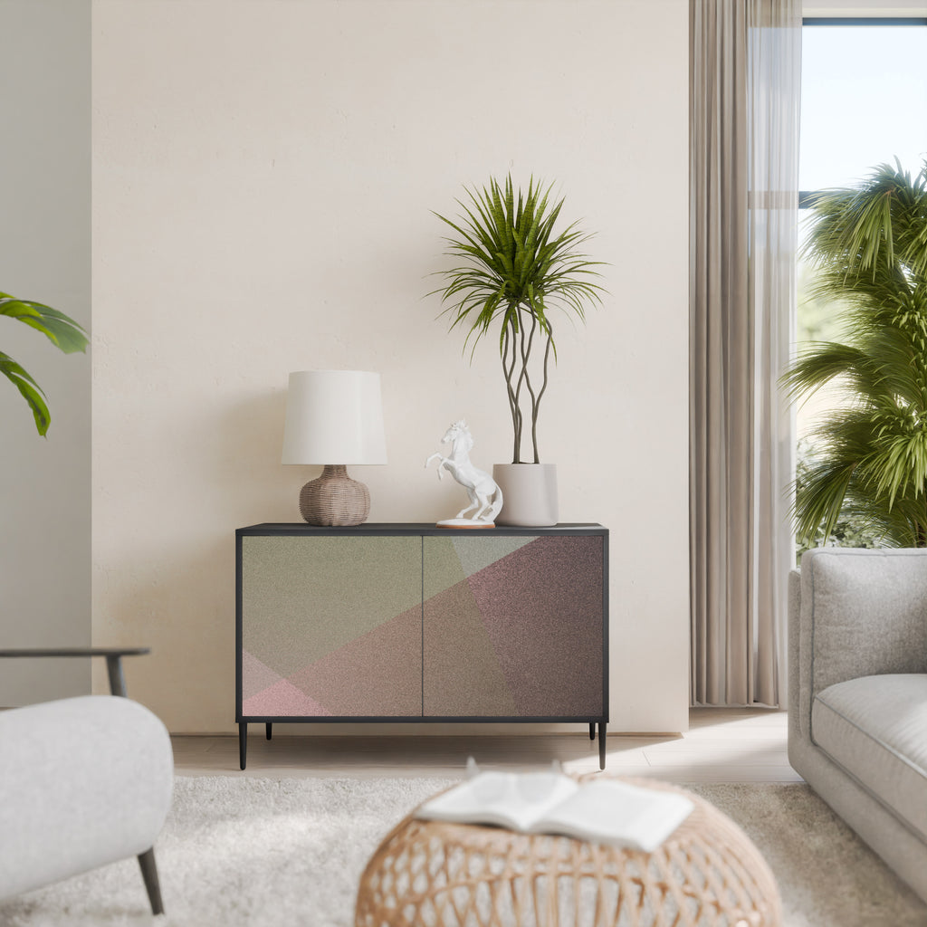 BEIGE GEOMETRY 2-Door Sideboard in Black Finish