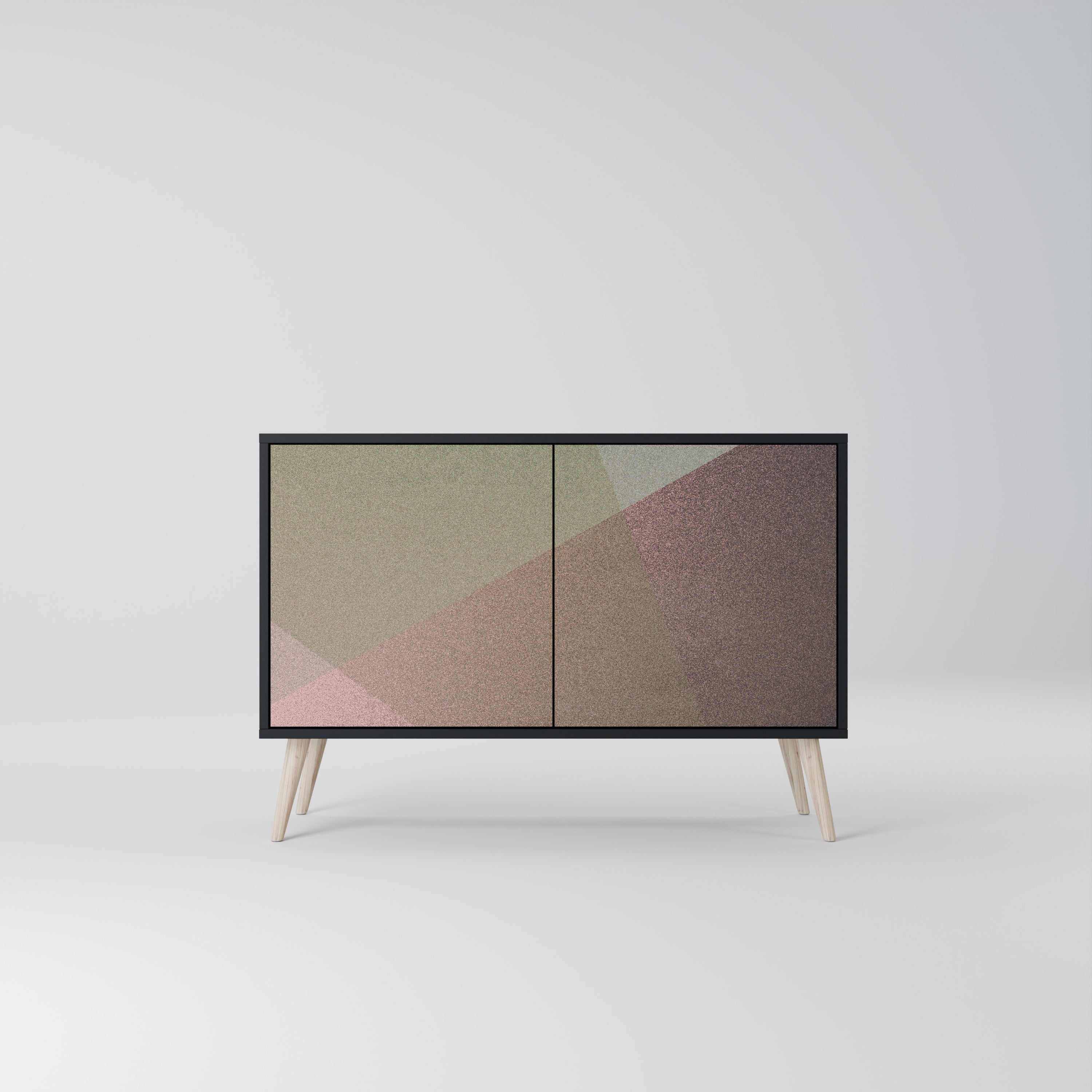 BEIGE GEOMETRY 2-Door Sideboard in Black Finish