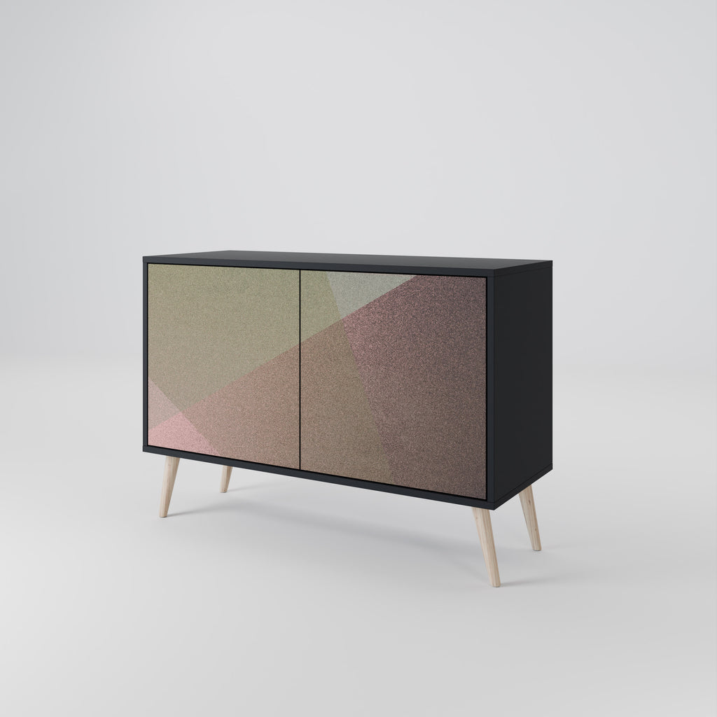 BEIGE GEOMETRY 2-Door Sideboard in Black Finish
