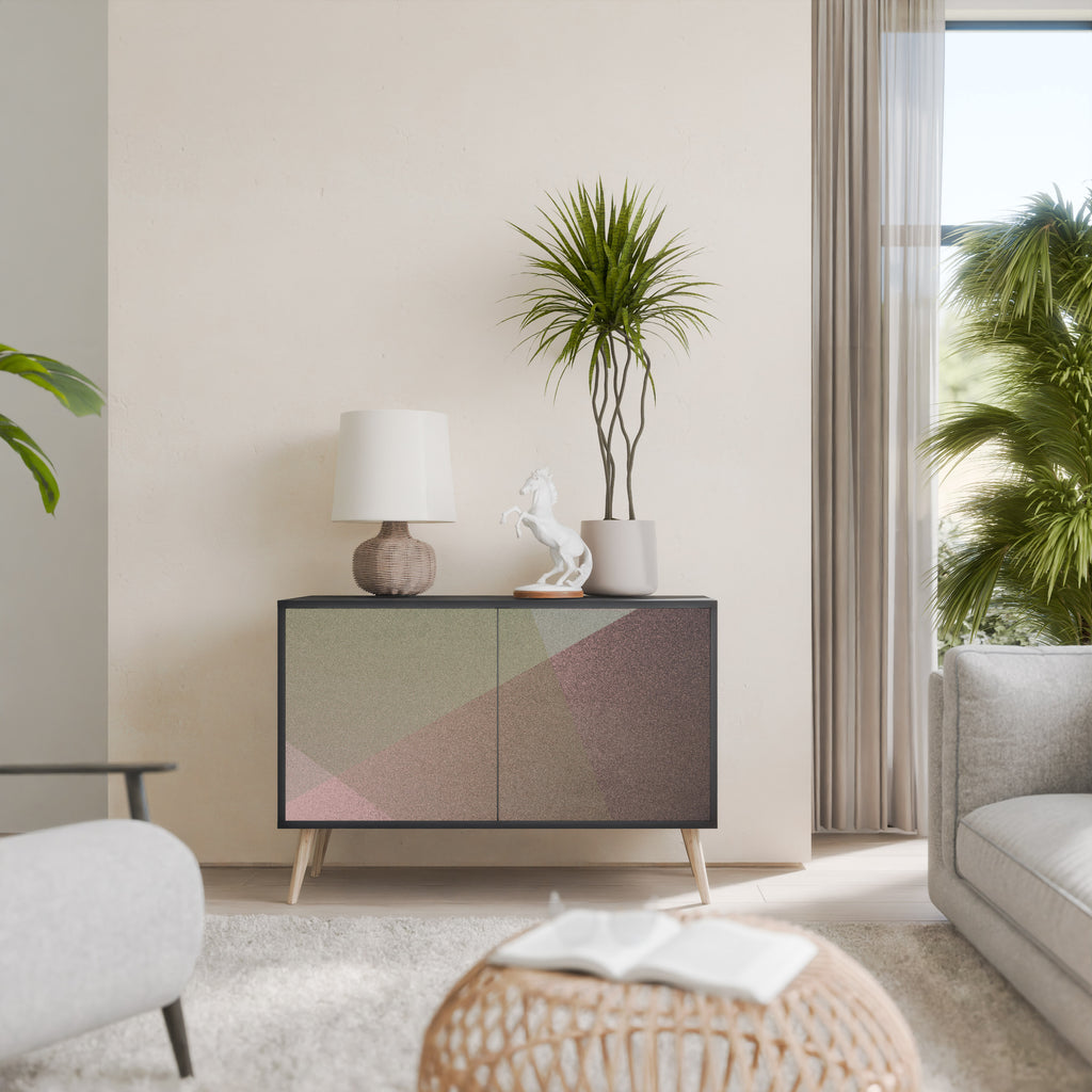 BEIGE GEOMETRY 2-Door Sideboard in Black Finish