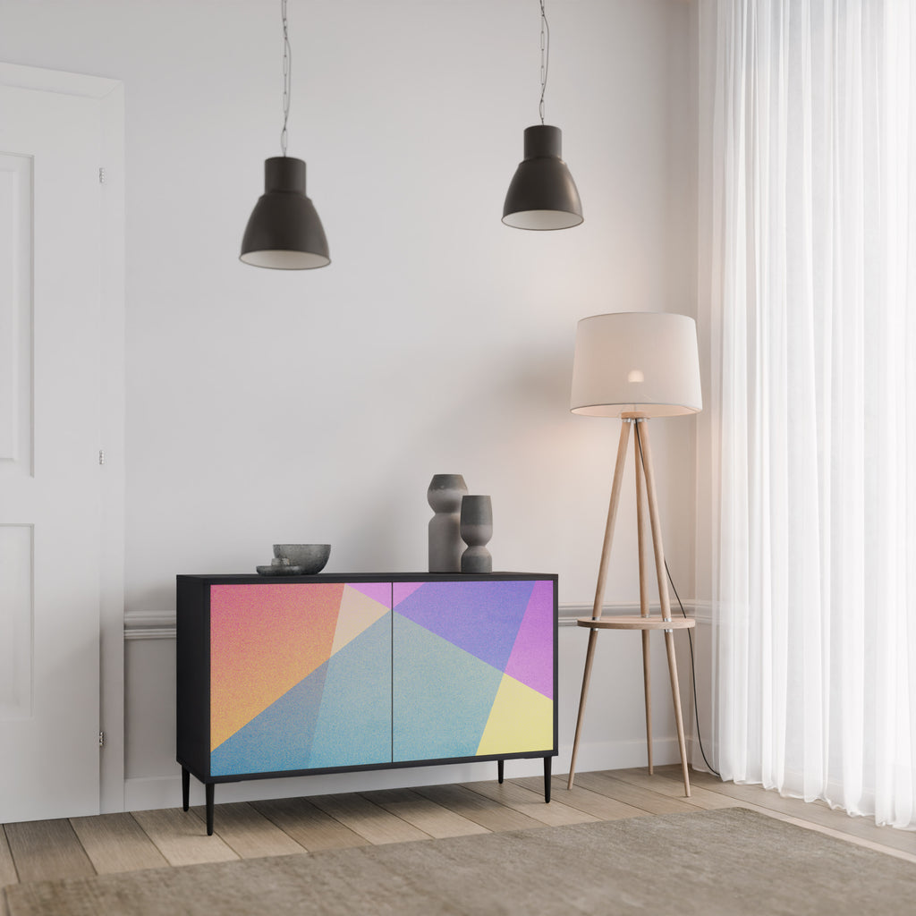 BRIGHT GEOMETRY 2-Door Sideboard in Black Finish
