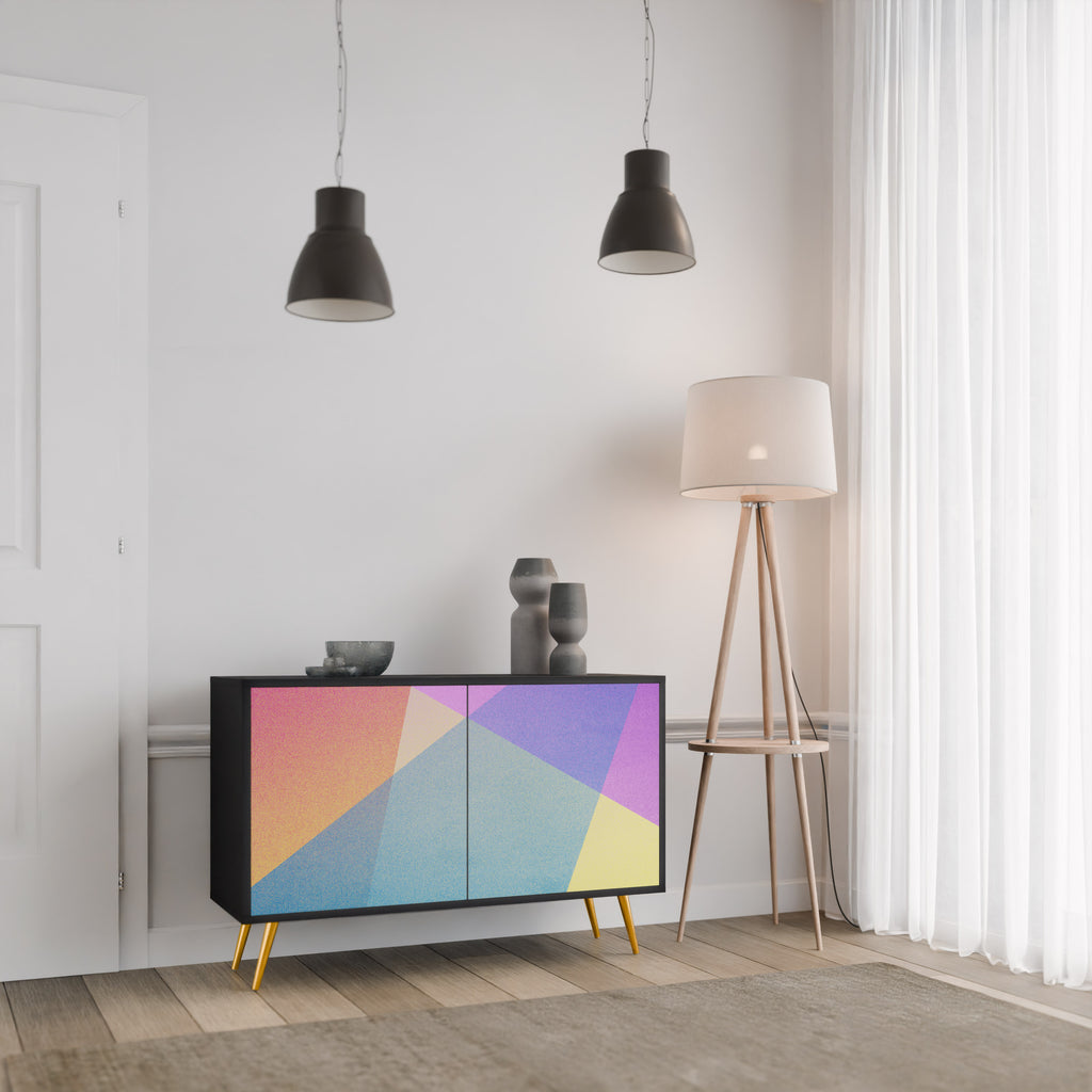 BRIGHT GEOMETRY 2-Door Sideboard in Black Finish