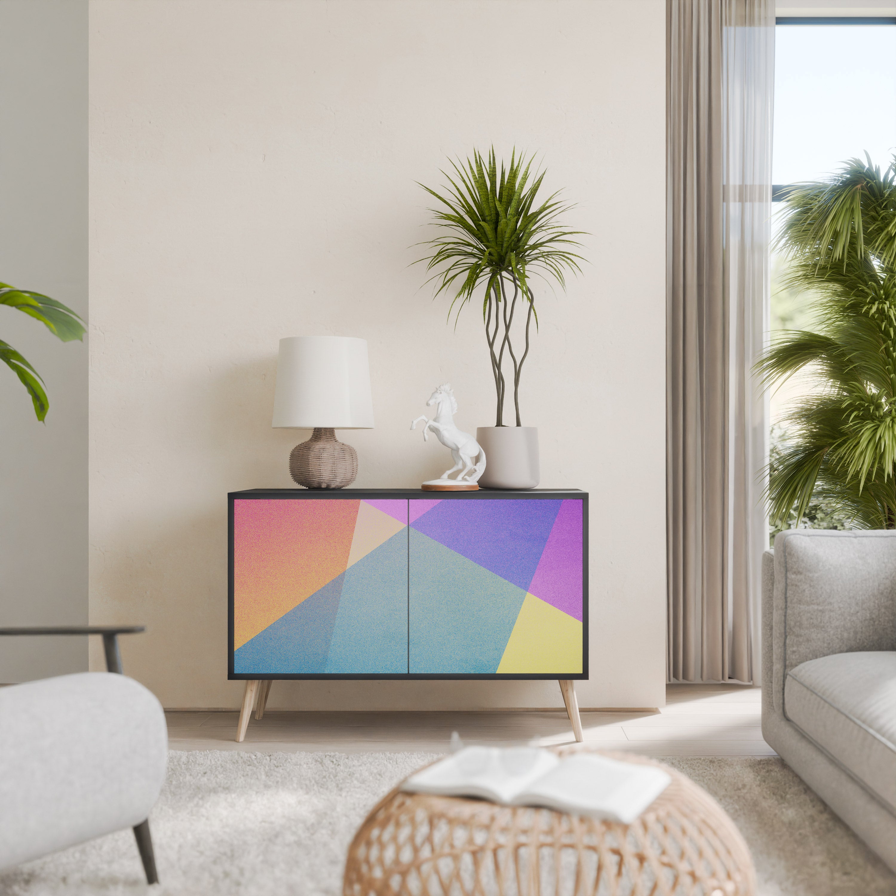 BRIGHT GEOMETRY 2-Door Sideboard in Black Finish