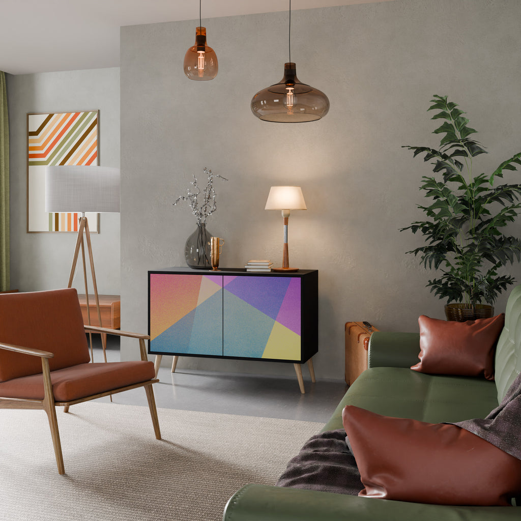 BRIGHT GEOMETRY 2-Door Sideboard in Black Finish