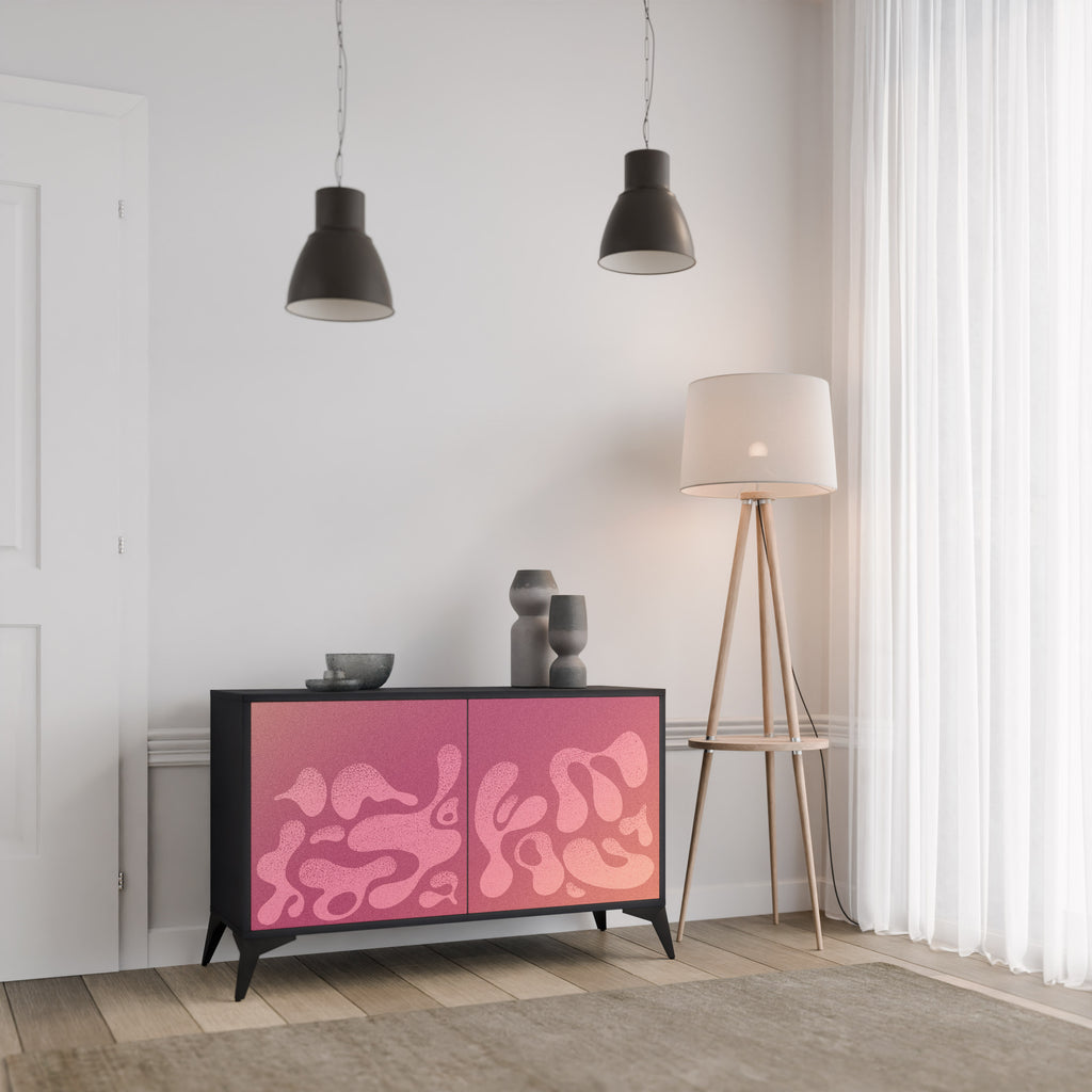 IRREGULAR PINK 2-Door Sideboard in Black Finish