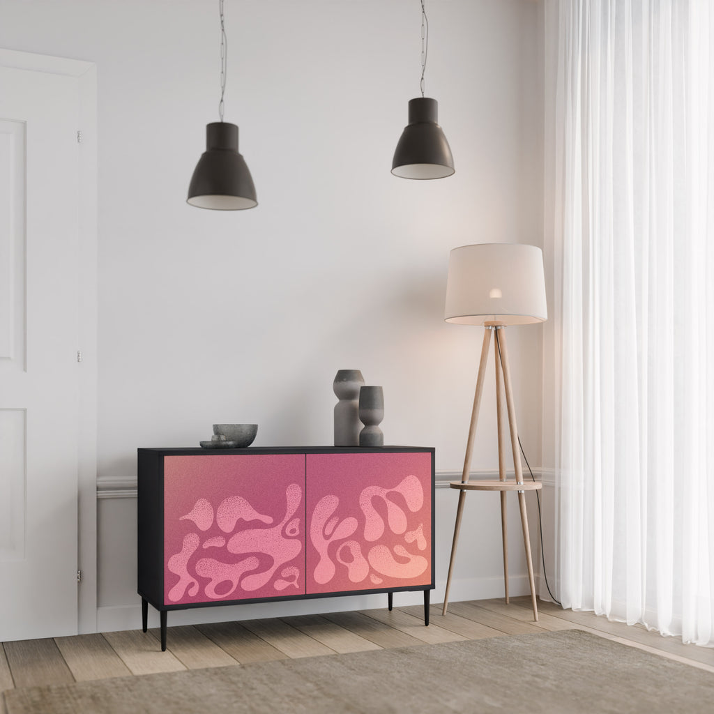 IRREGULAR PINK 2-Door Sideboard in Black Finish