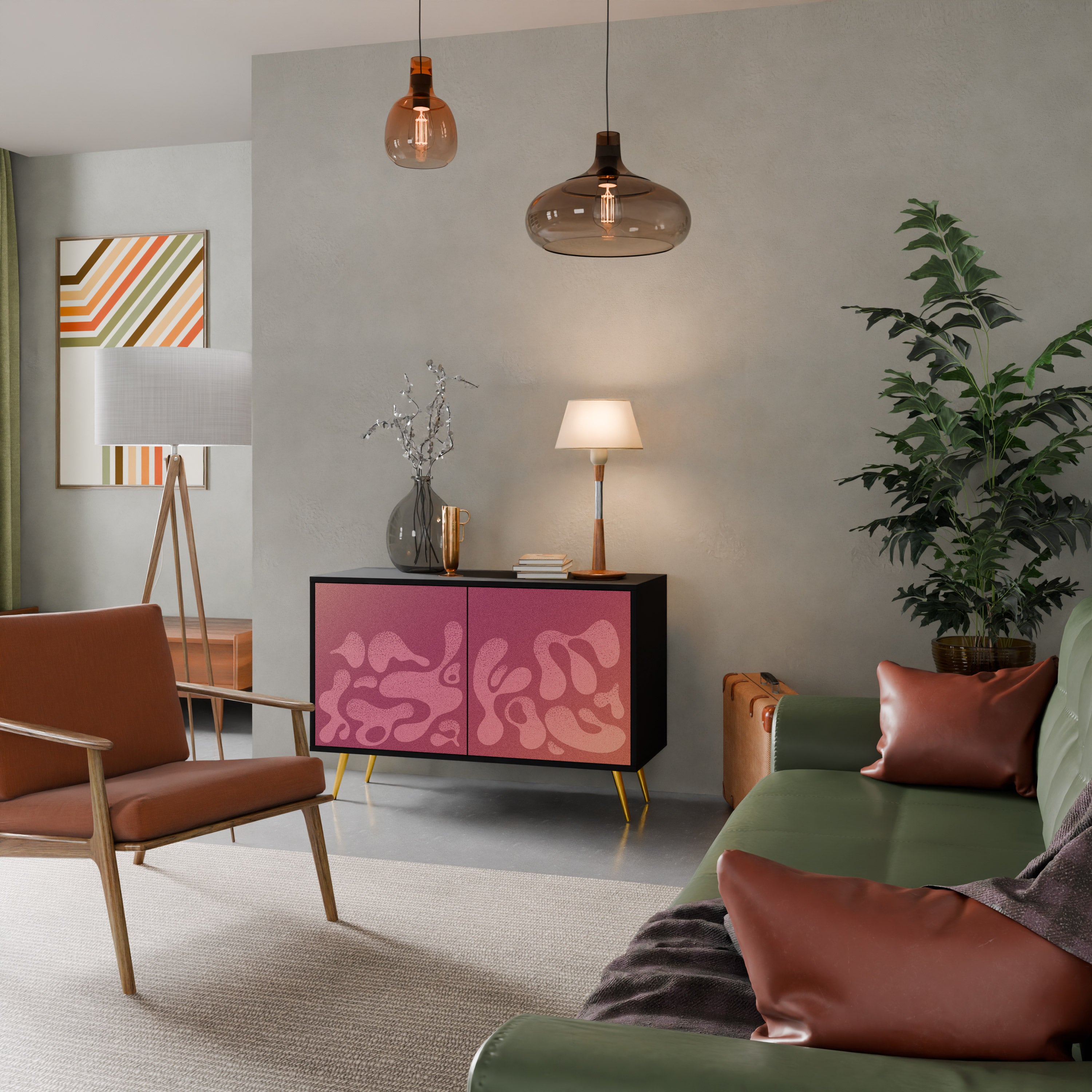 IRREGULAR PINK 2-Door Sideboard in Black Finish