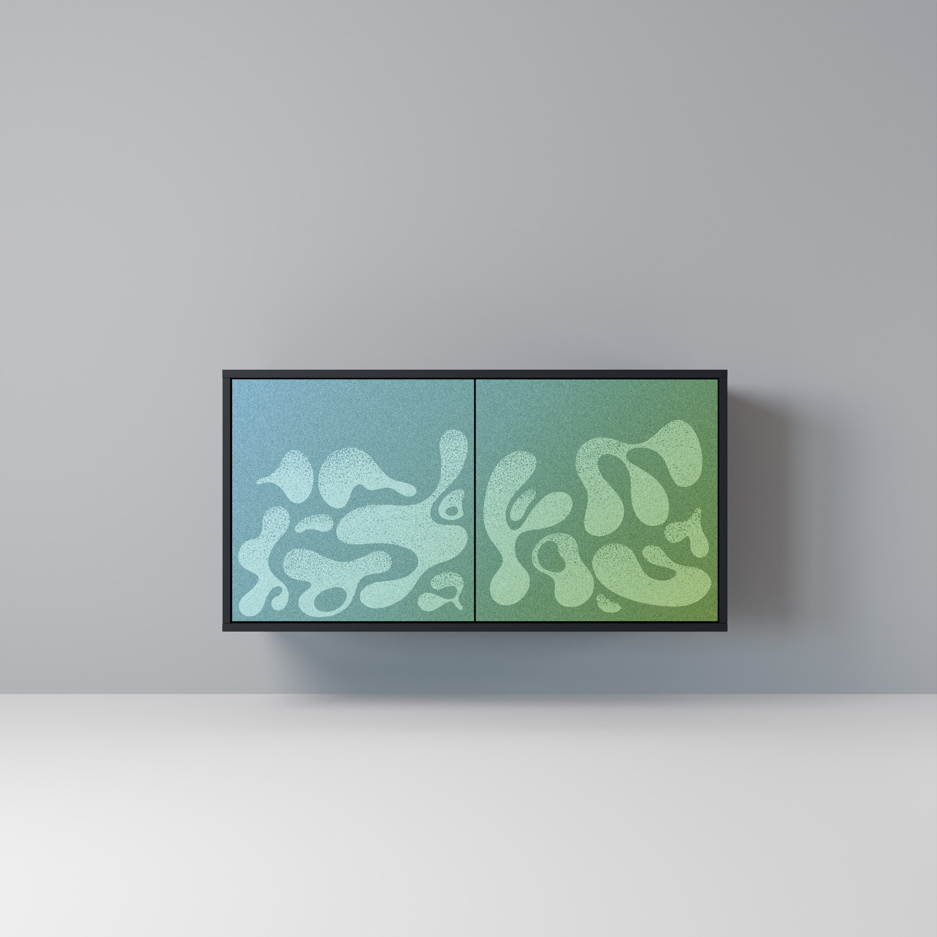 IRREGULAR BLUE 2-Door Sideboard in Black Finish