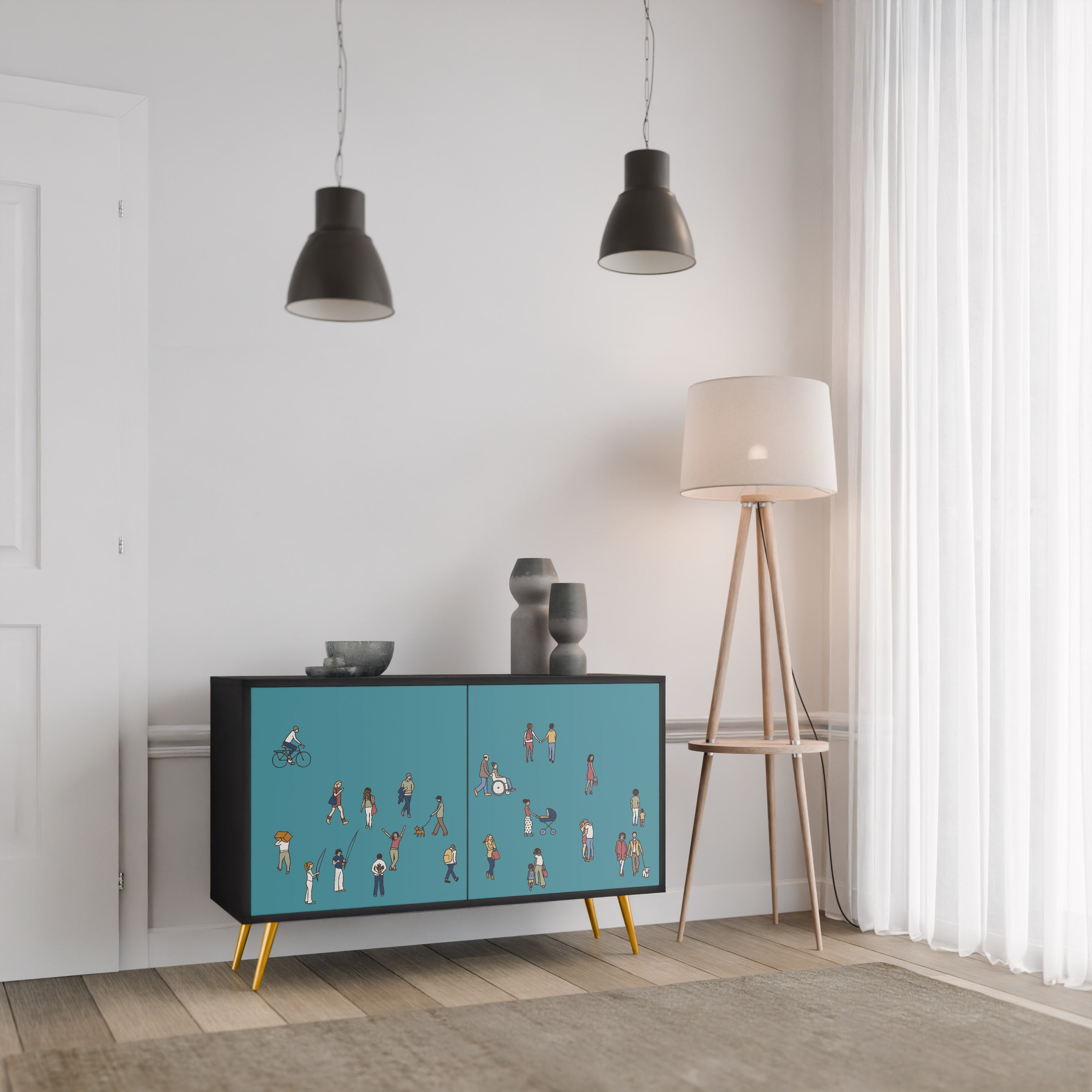 COLLECTIVE STREAM 2-Door Sideboard in Black Finish