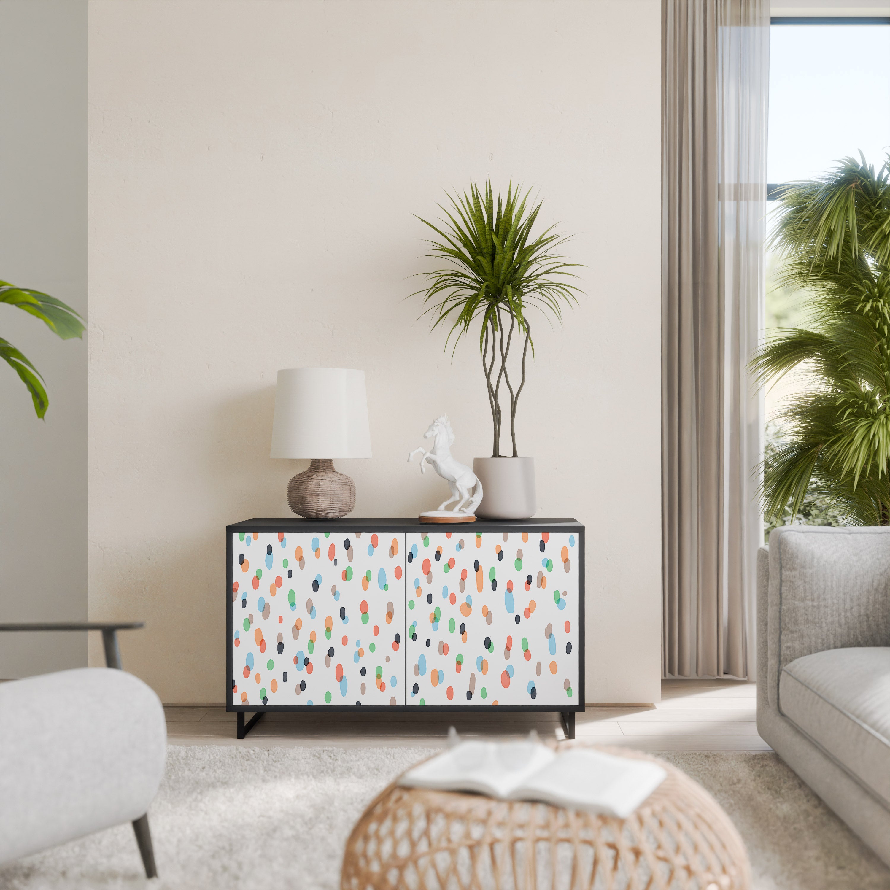 ENERGETIC SPOTS 2-Door Sideboard in Black Finish