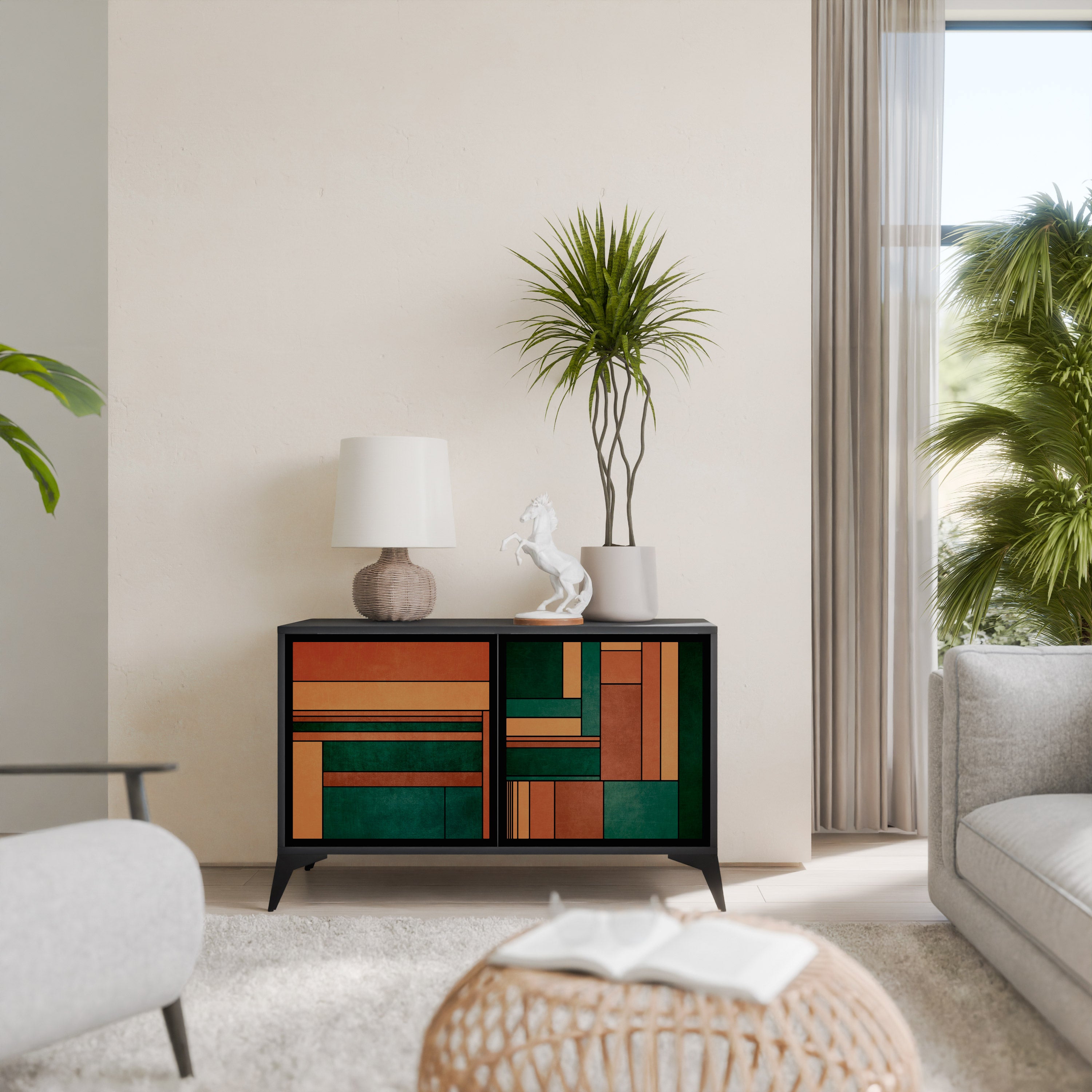 EARTHY FIGURES 2-Door Sideboard in Black Finish