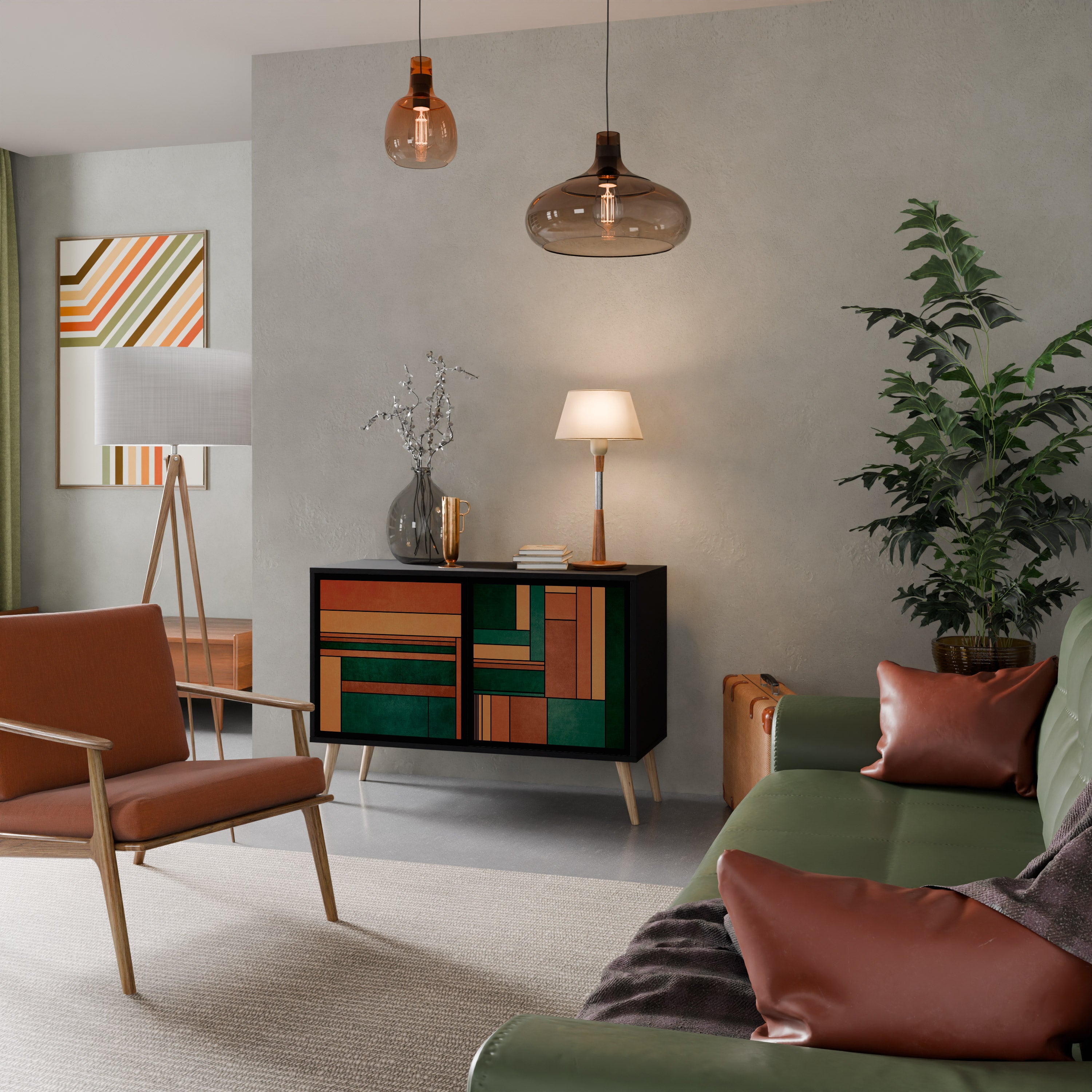 EARTHY FIGURES 2-Door Sideboard in Black Finish