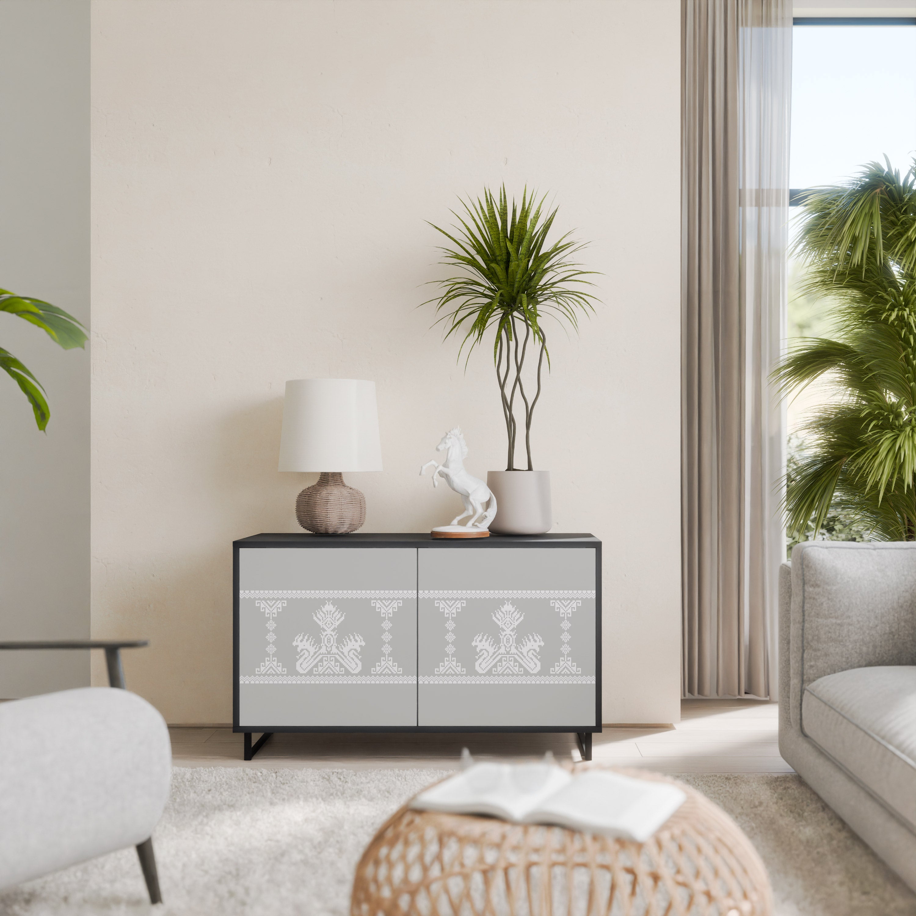 THAI GRAY 2-Door Sideboard in Black Finish