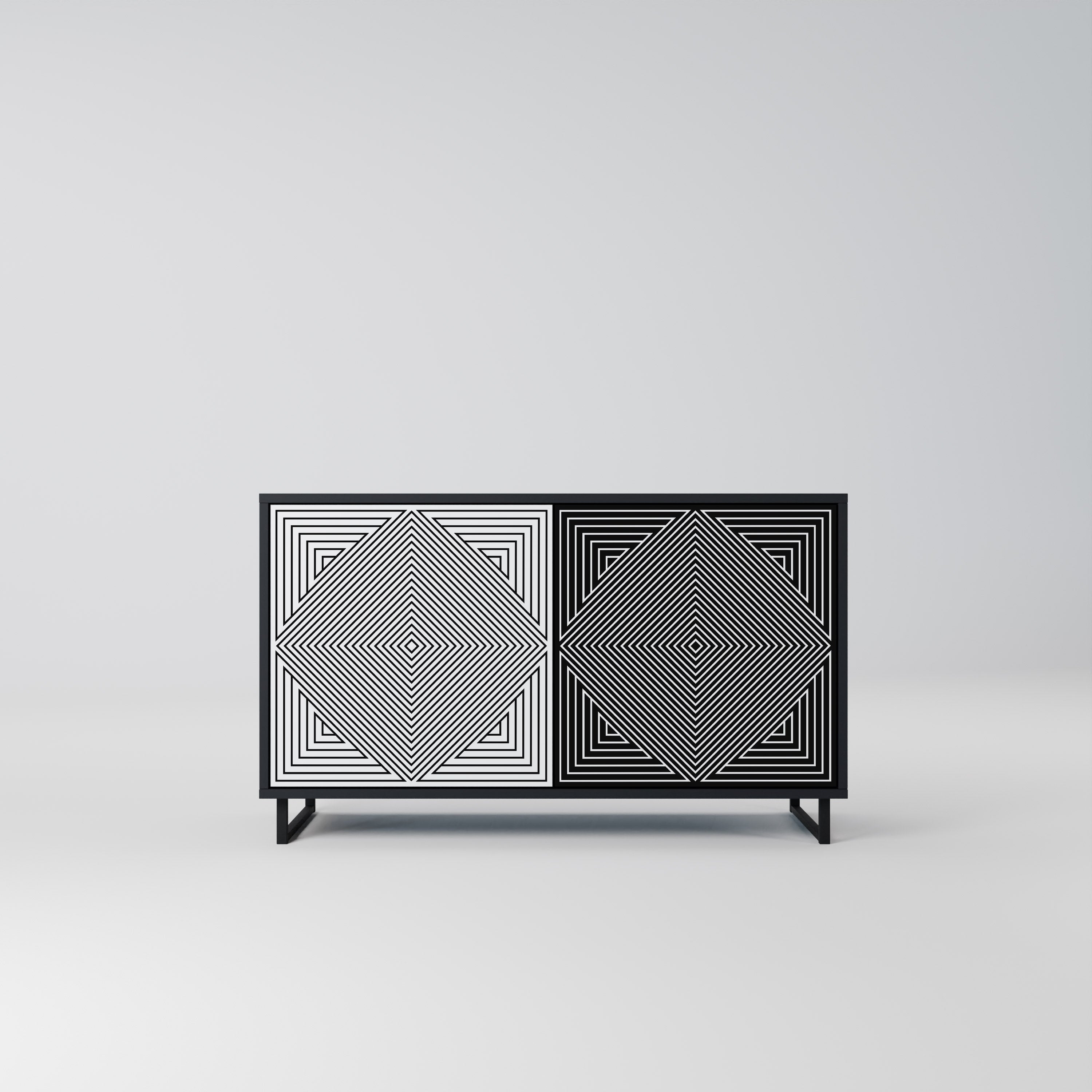 POLYGON ILLUSION 2-Door Sideboard in Black Finish