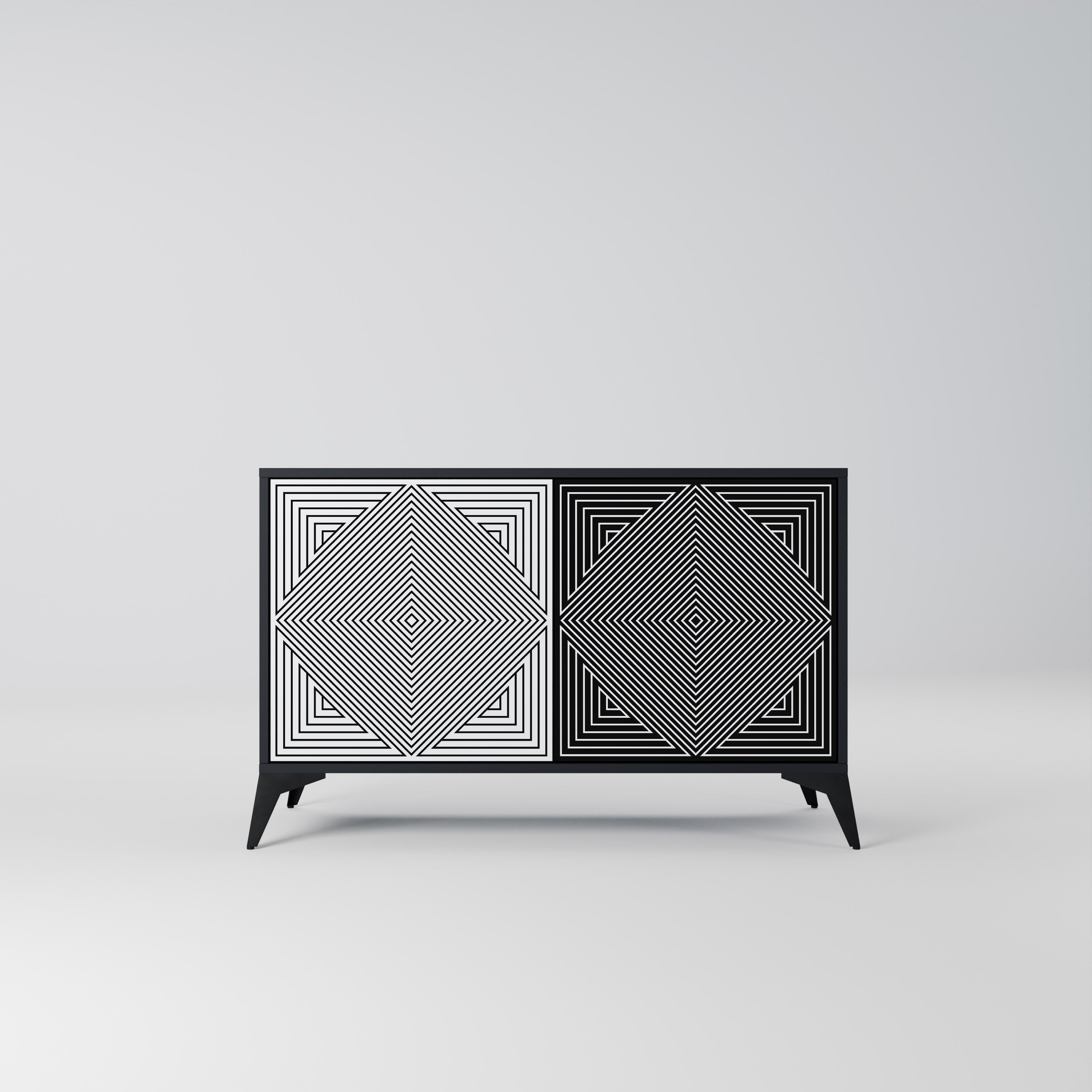 POLYGON ILLUSION 2-Door Sideboard in Black Finish