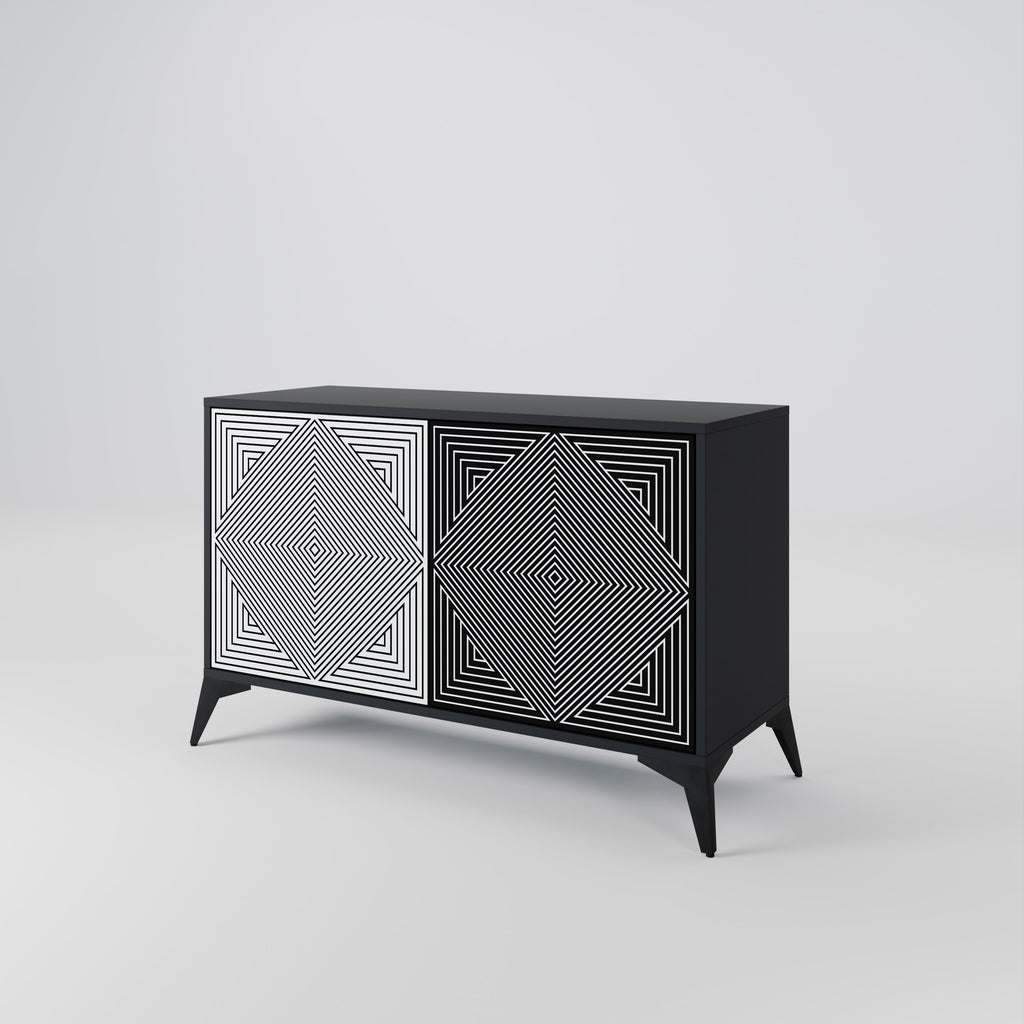 POLYGON ILLUSION 2-Door Sideboard in Black Finish