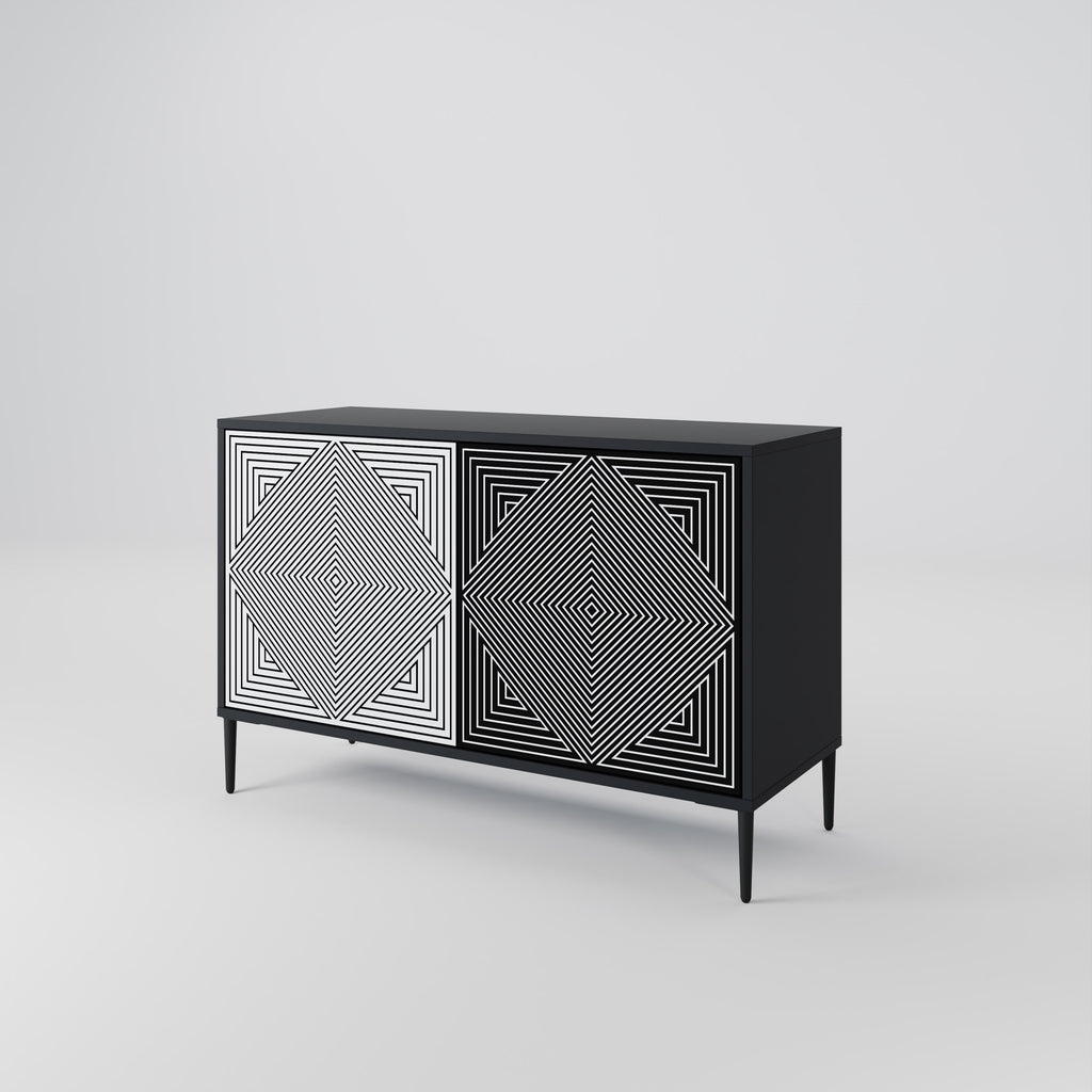 POLYGON ILLUSION 2-Door Sideboard in Black Finish