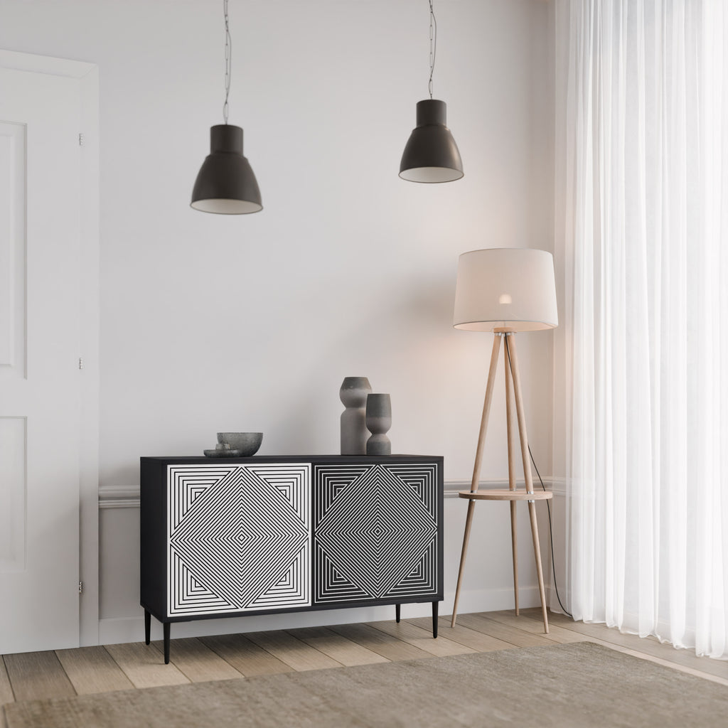 POLYGON ILLUSION 2-Door Sideboard in Black Finish